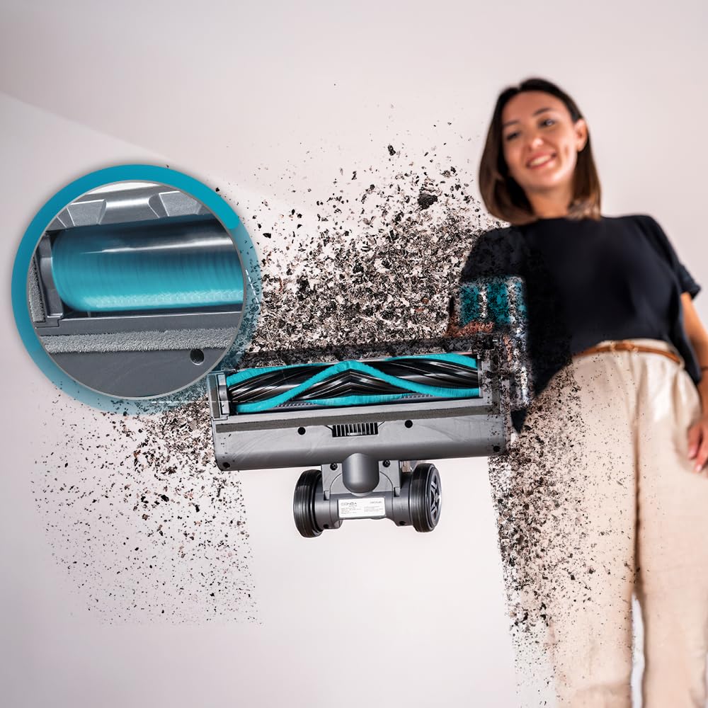 Cecotec Kabelloser Staubsauger Besen Conga Rockstar P50 X-Treme. 80AW, 20000Pa, BDLC Motor mit 265W, 50 Minuten Laufzeit im Eco-Modus, Mixbürste mit HairOut, Antiverwicklungen, 1200ml Behälter