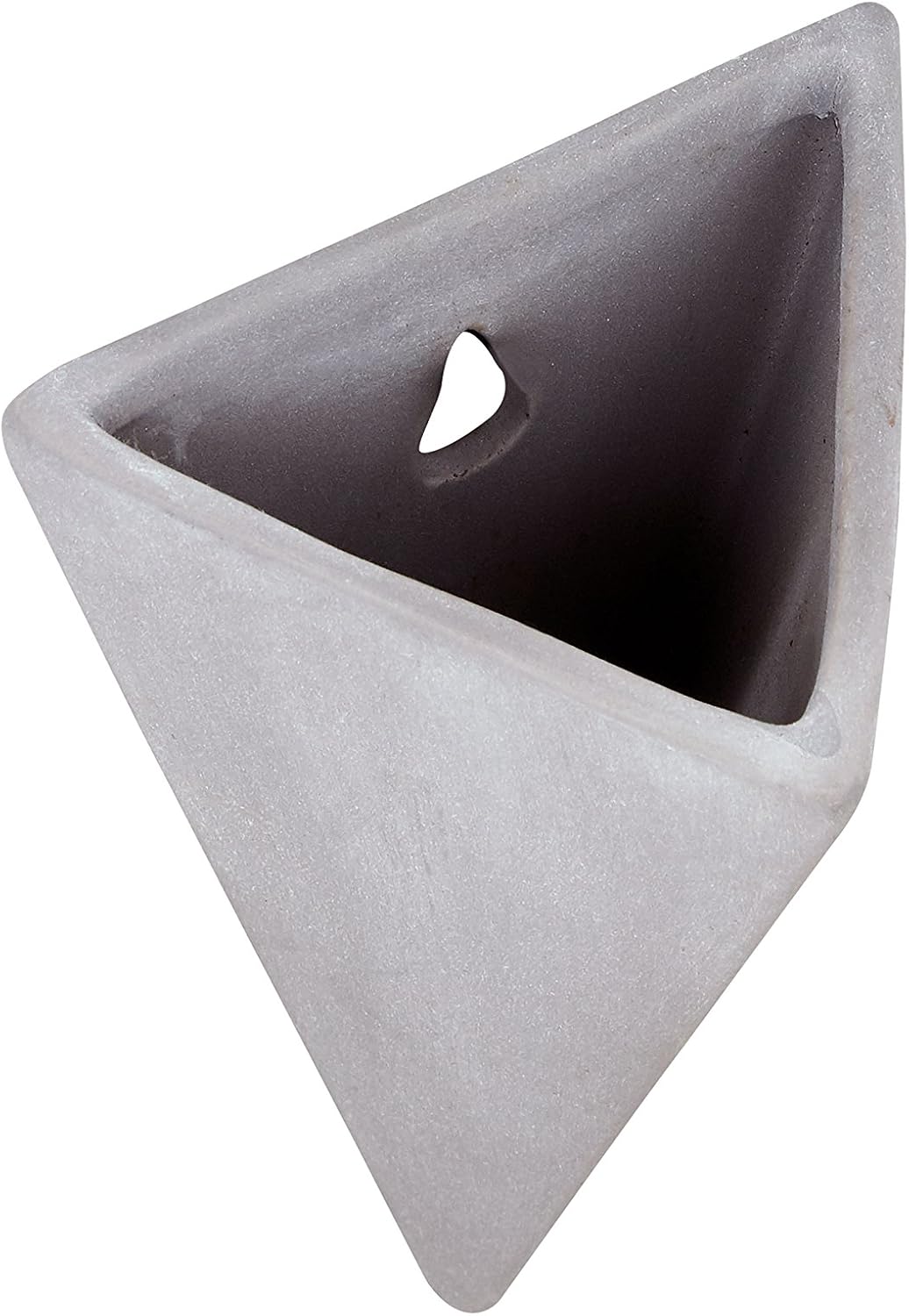 Amazon Brand – Rivet Triangular Wall Mount Vase, 7"H, Modern Earthenware, Grey