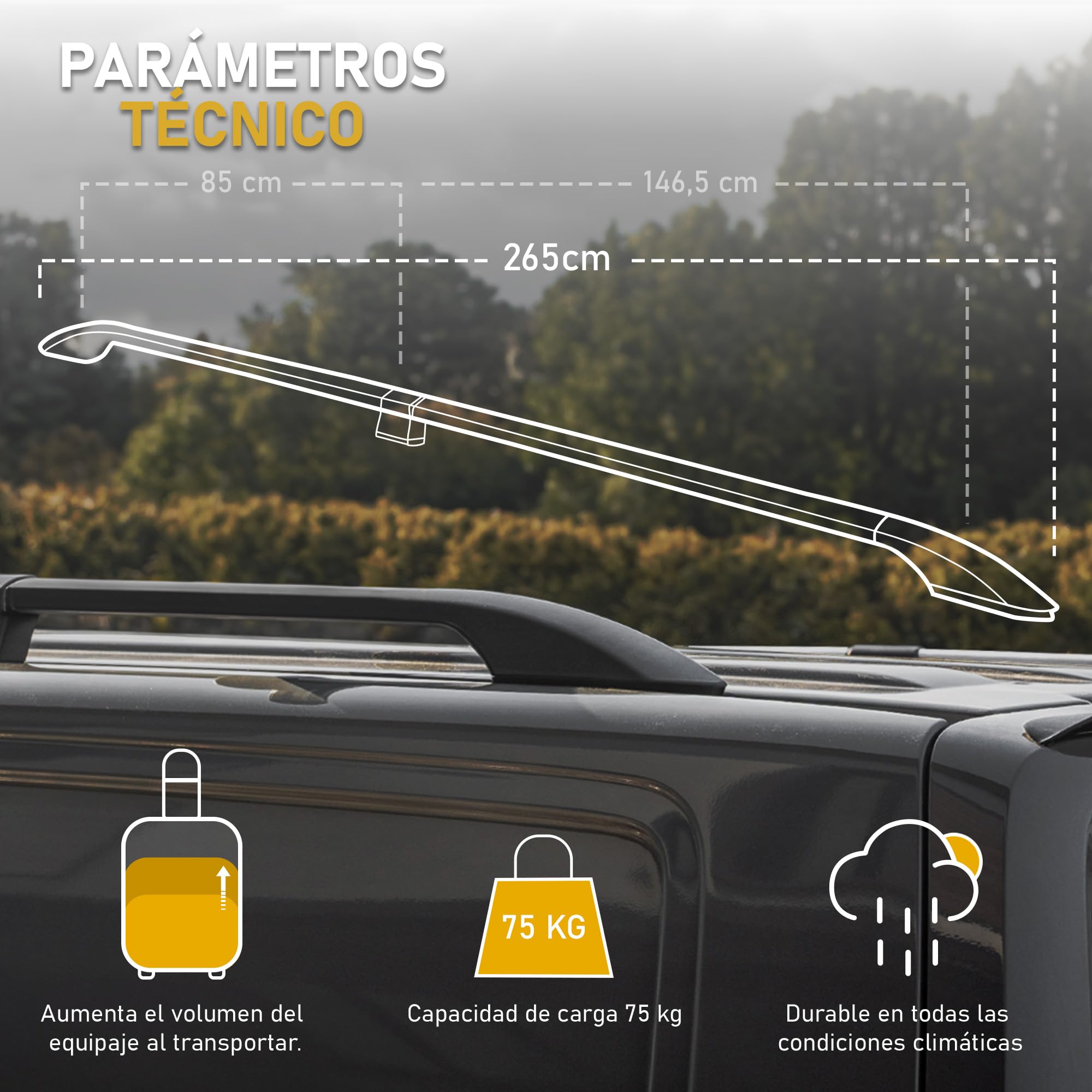 CHROMEMASTER | Compatible con Mercedes Vito/V-Klasse W447 Short 2014+ | Barras Portaequipajes, Rieles de Techo; Se Utilizan Para el Montaje de Portaequipajes de Techo, Cajas de Techo o Portabicicletas