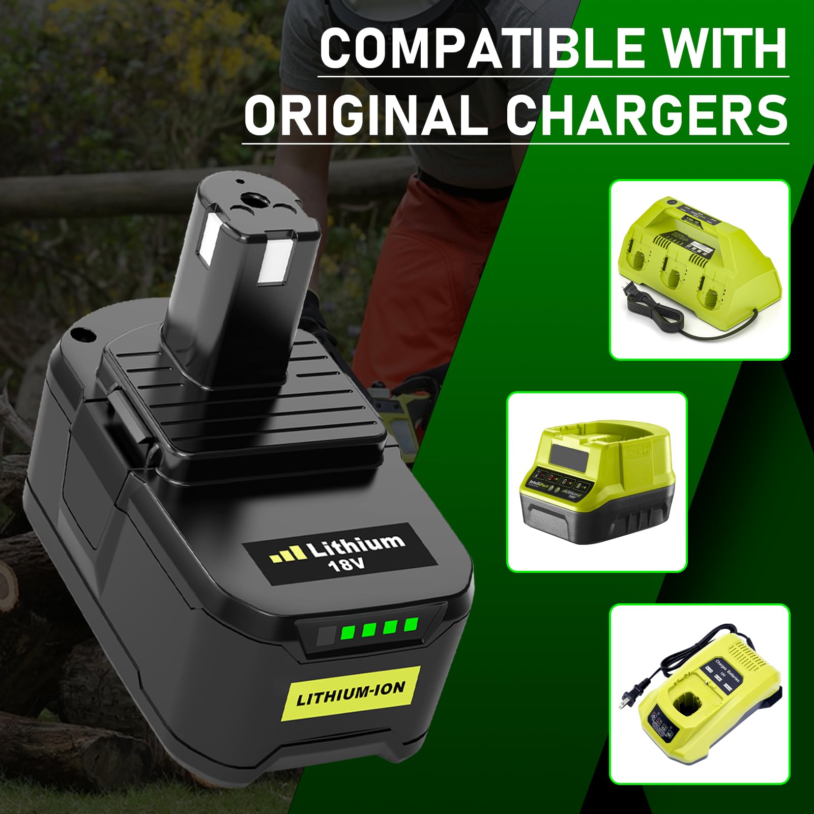 2 pièces P108 Remplacement pour Ryobi Batterie 18V 5.5Ah P102 P103 P104 P105 P107 P109 P190 RB18L50