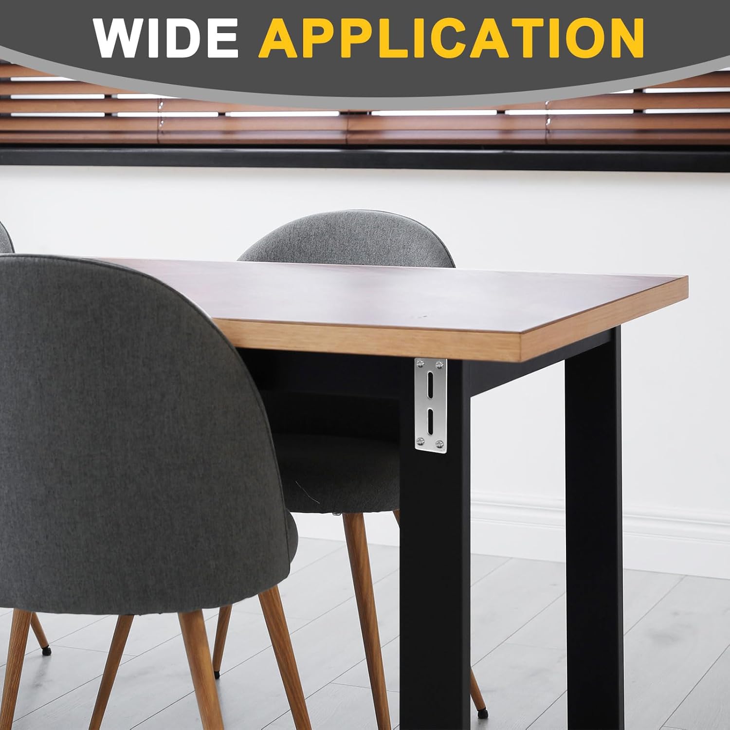 uxcell 4Pcs Adjustable L-Shape Corner Brace, 110 x 200 x 30mm l Corner Brace Slotted Joint Right Angle Bracket with Screws for Fixing Furniture Wood Shelves Cabinet Shelf, Black