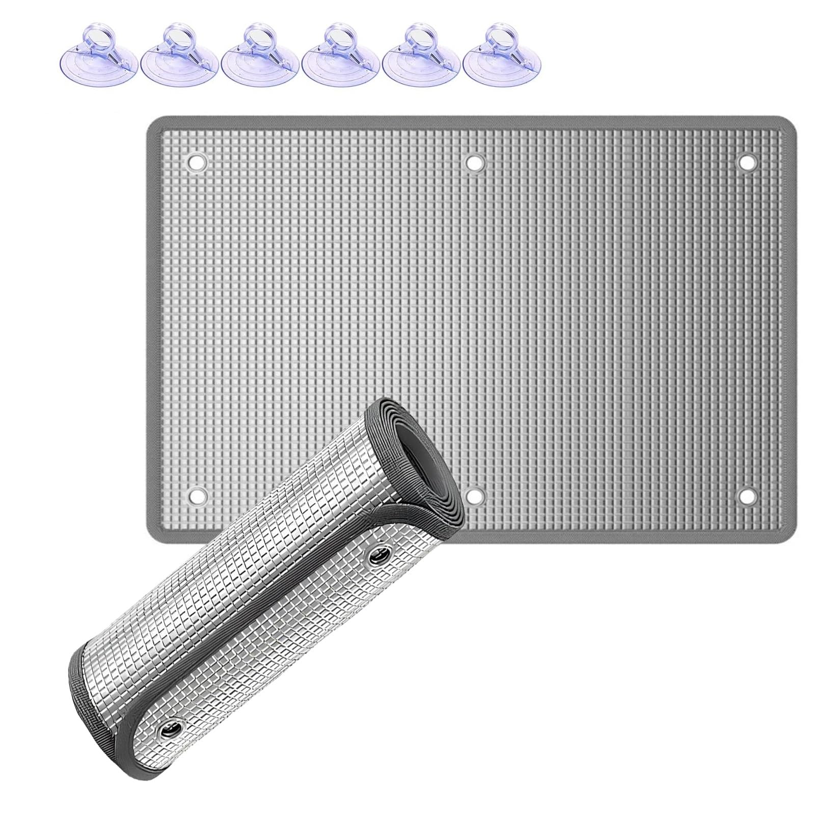 Isolamento Termico Anti-Calore In Alluminio Anti UV Con Ventosa Senza Colla | Termico Parasole Riflettente Anti UV di Alluminio per Tetti Ufficio Finestre(150x150cm)