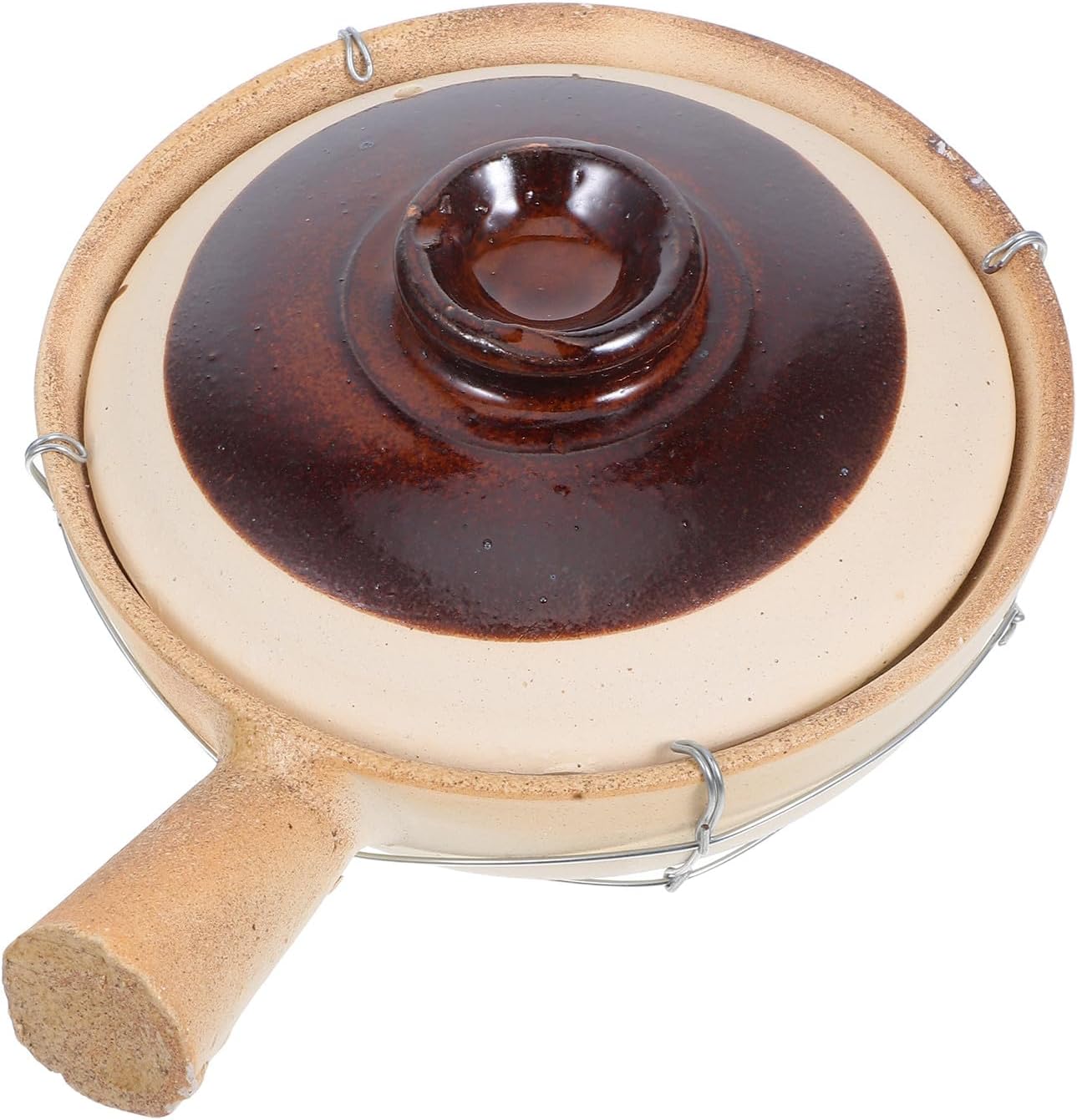 Clay Pot with Single Handle 0.5l White Earthenware Casserole for Rice Soups Stews Korean Bibimbap Cooking Pan Suitable for Family Meals and Travel