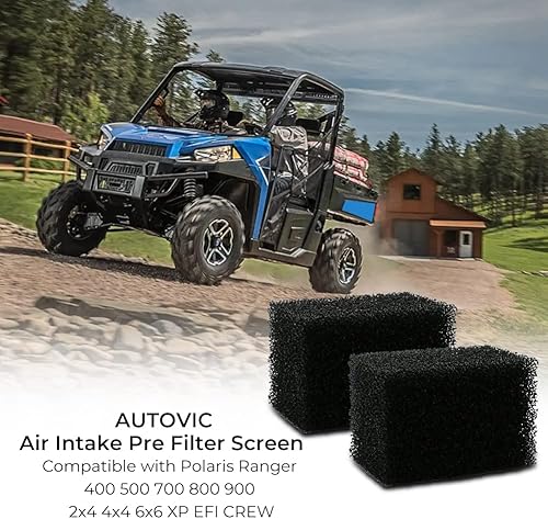 Miniatura 7 de Cosmoska - Pantalla de prefiltro de entrada de aire para Polaris Ranger 400 500 700 800 900 2x4 4x4 6x6 XP EFI CREW Reemplazo 5812253 (2 piezas)