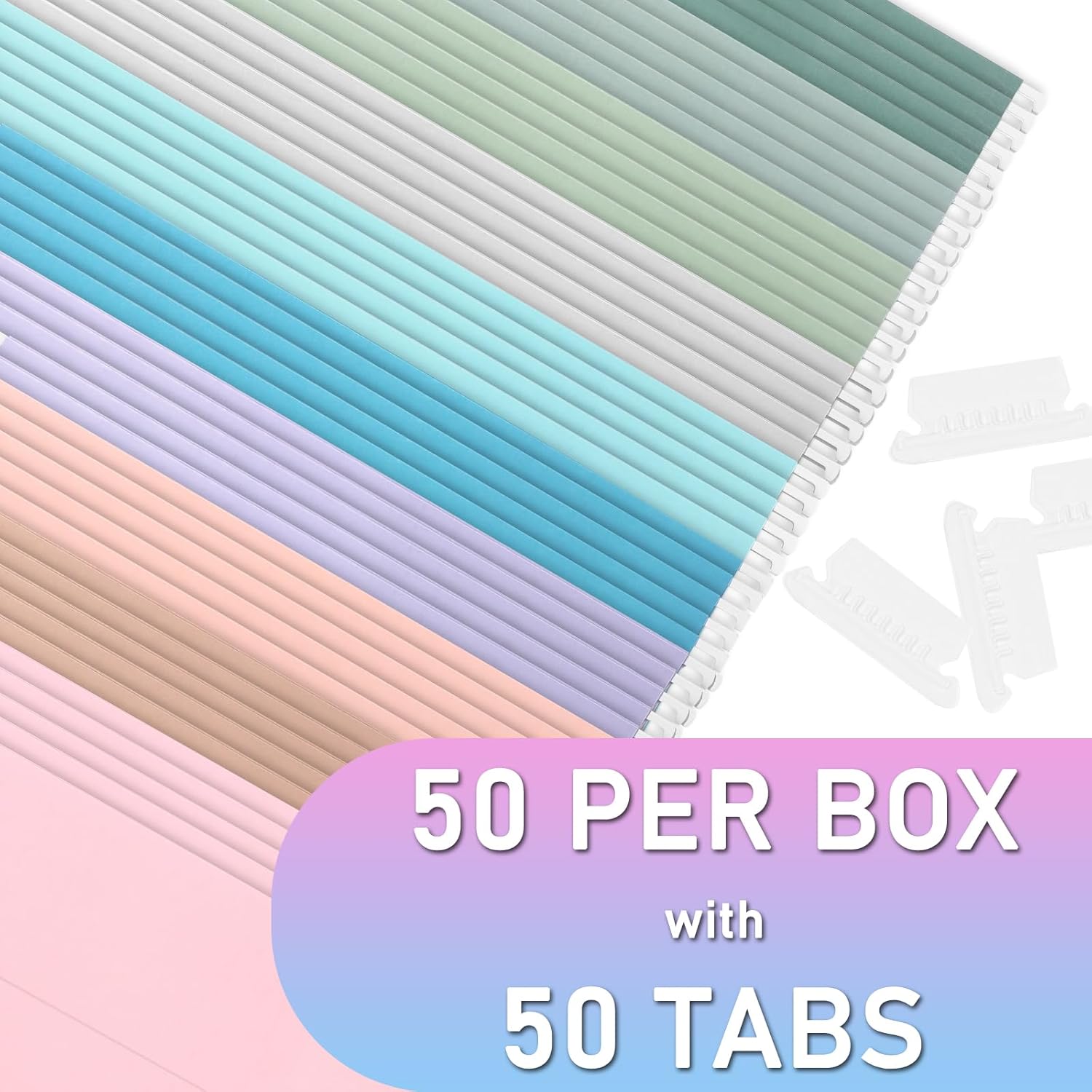 50pcs Hanging File Folders,Decorative Hanging Folder,Letter Size with 1/5-Cut Adjustable Tab Durable 10 Color Assorted for Filing Cabinet Drawer Desk Office Home - Image 5