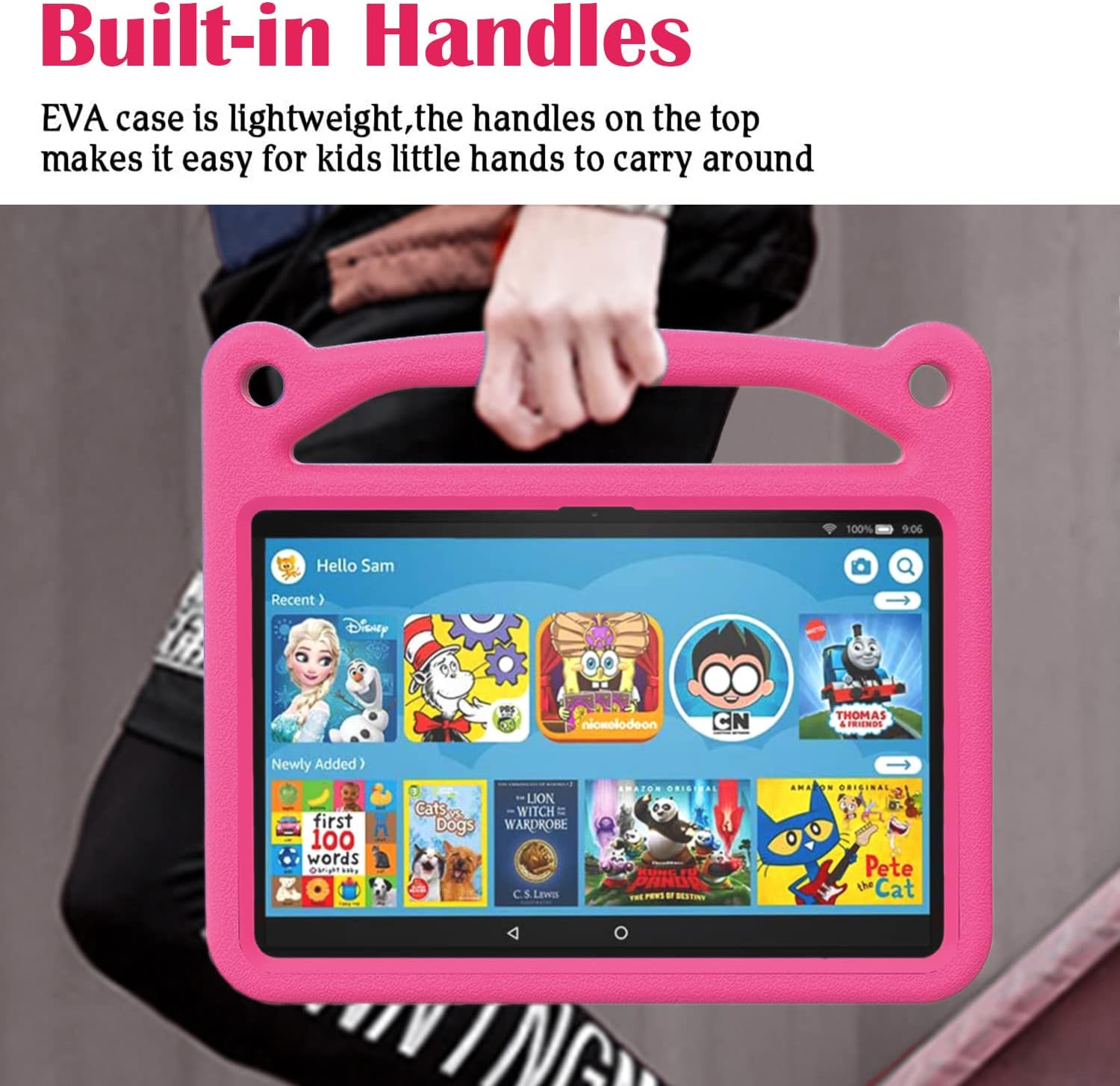 Fire HD 8 Tablet Case for Kids(12th/10th generation tablet, 2022/2020 release)-Riaour Kids Friendly Shockproof Cover with Handle Stand for All-New Amazon Kindle Fire HD 8 Plus & 8 Kids Pro Tablets - Pink