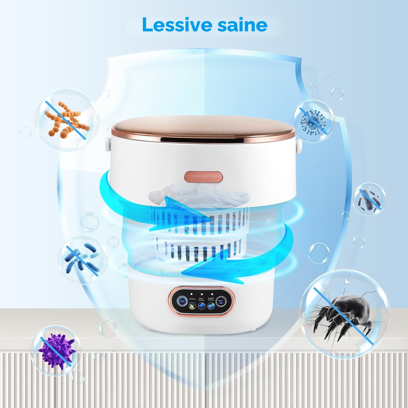Mini Machine À Laver 13L,Machine À Laver Portable Avec Essoreuse, 3 Modes,Machine À Laver Mobile Avec Tuyau De Drainage,Machine À Laver De Camping Pour Sous-Vêtements,Vêtements De Bébé