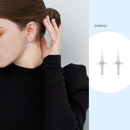 Miniatura 8 de 60 dijes de crucifijo de San Benito católico INRI, centro de rosario, cruz de Jesús, dijes de aleación vintage para bricolaje, collares, pulseras,