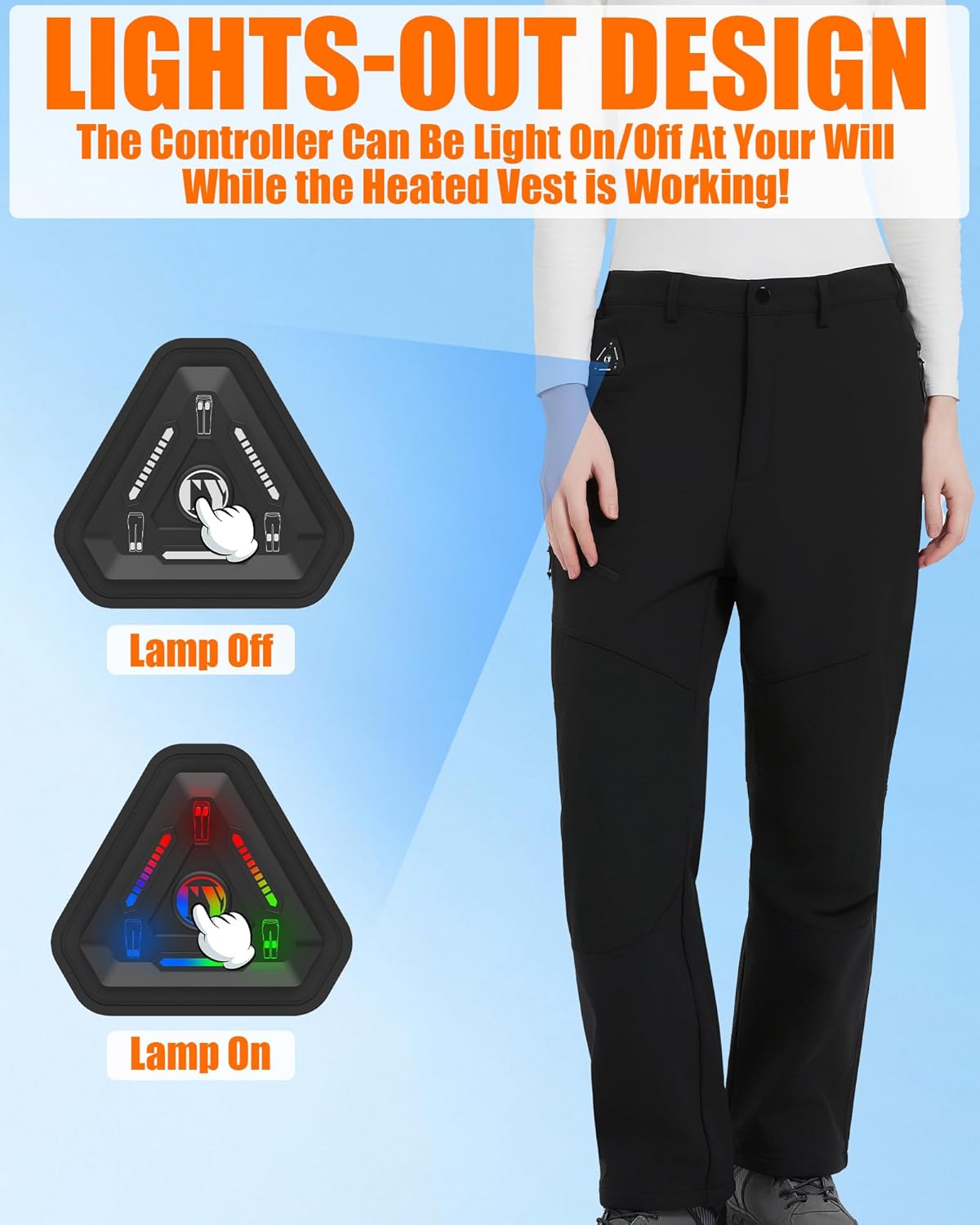 Women Heated Pants, Snow Ski Waterproof Softshell Snowboard Heating Pants, Upgraded 20000mAh 7.4V Battery - Image 5