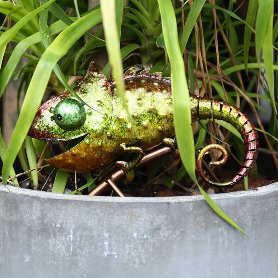 Amazon.co.jp: QUSHI カメレオン彫刻 カメレオン彫刻鉄の動物の