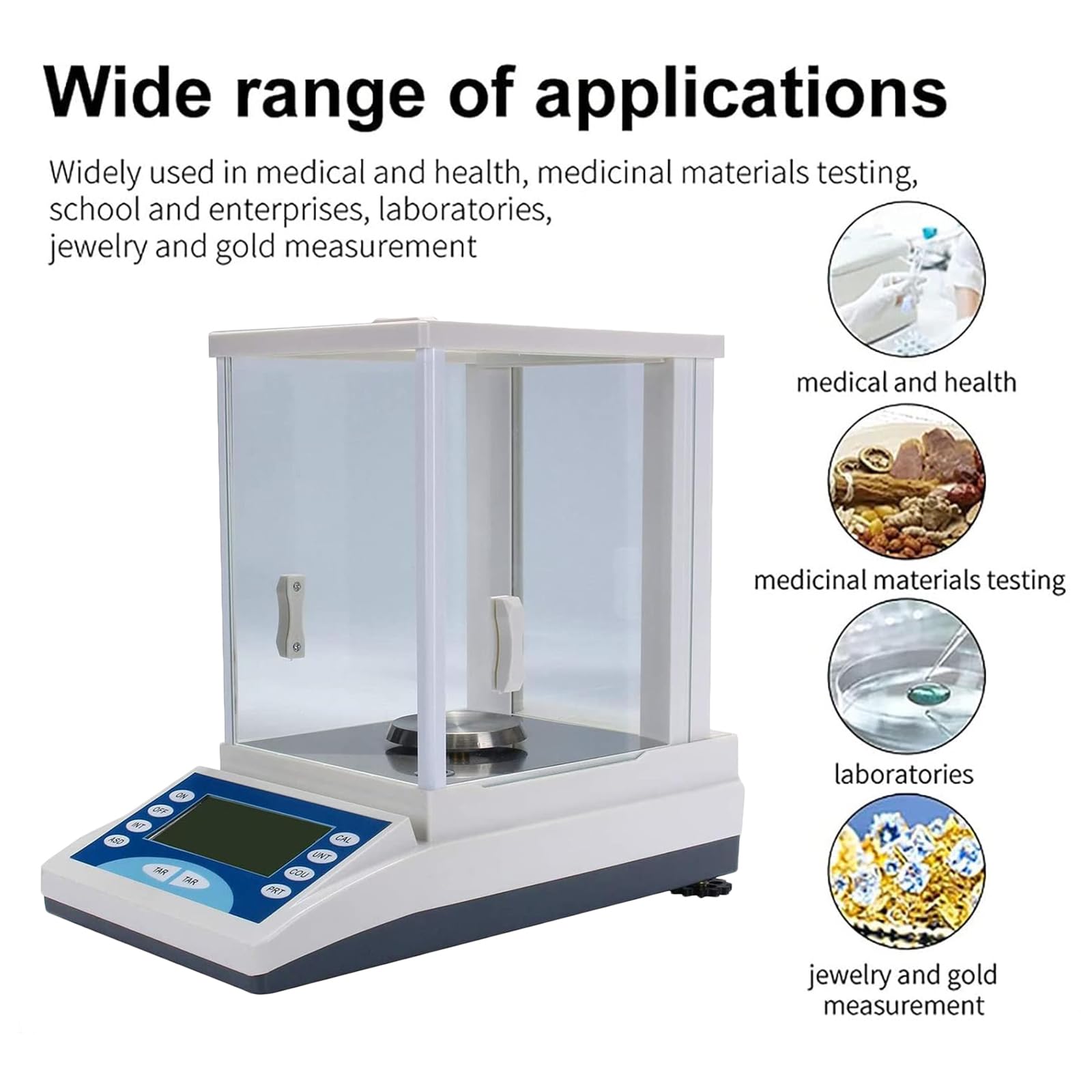 Balanza de Alta precisión, balanza analítica de Laboratorio con Protector contra el Viento, Peso máximo Opcional de 100/200 g y precisión de 0,0001 g, función de conteo d,