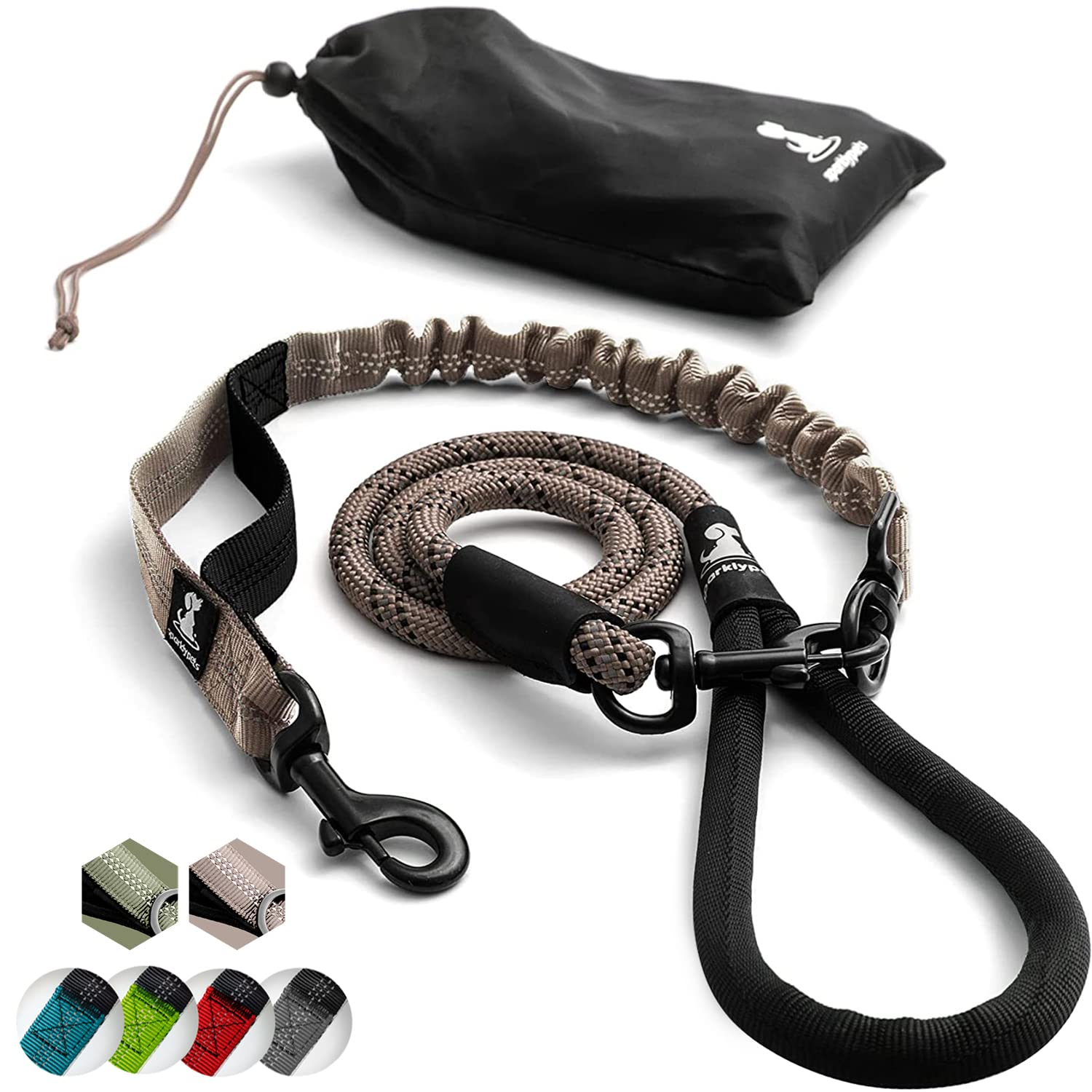 Laisse élastique chien anti-traction pour stopper les chocs des grands chiens
