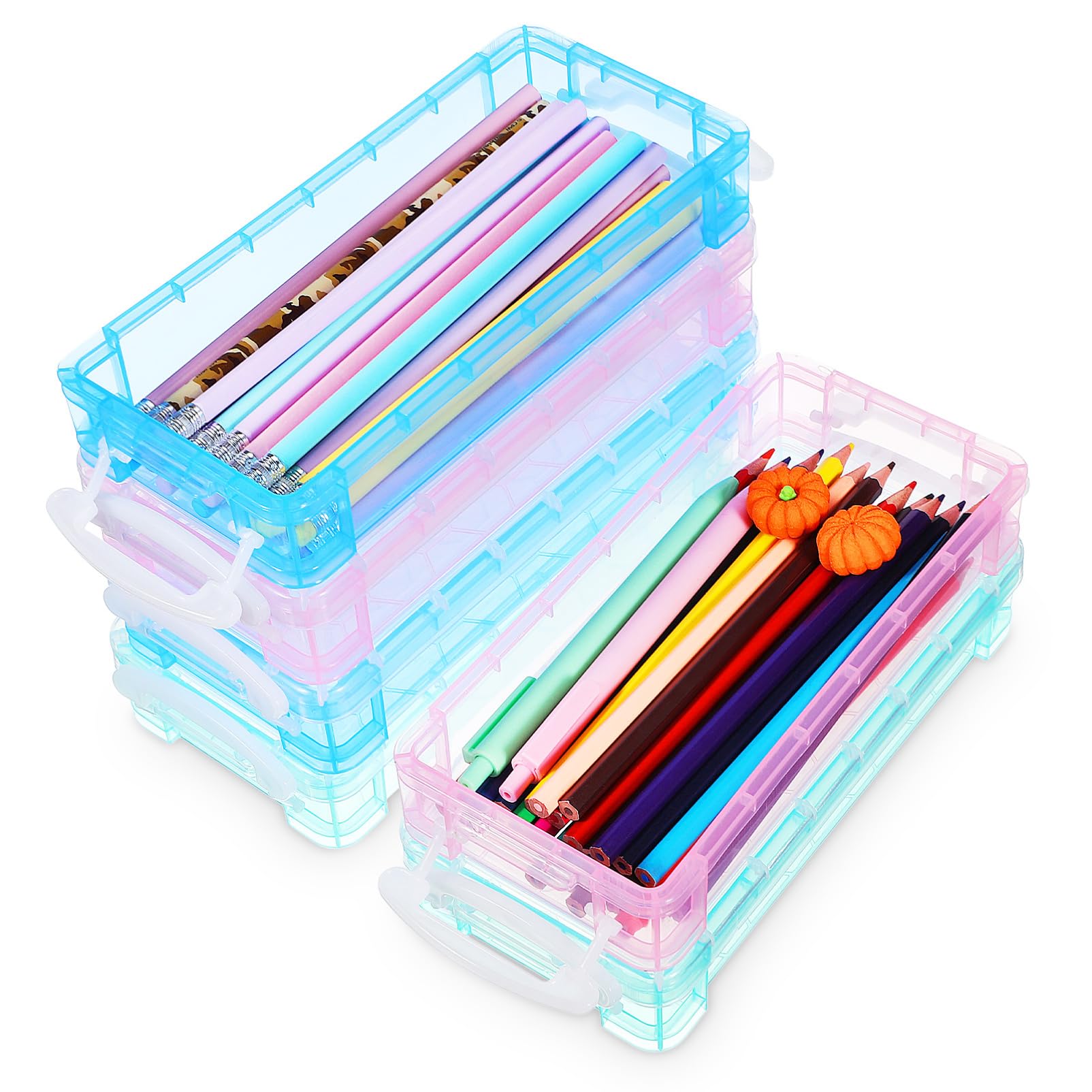6 Cajas de Lápices de Plástico Transparente Gran Capacidad y Función Protectora para Almacenamiento y Organización de Marcadores y Pinceles
