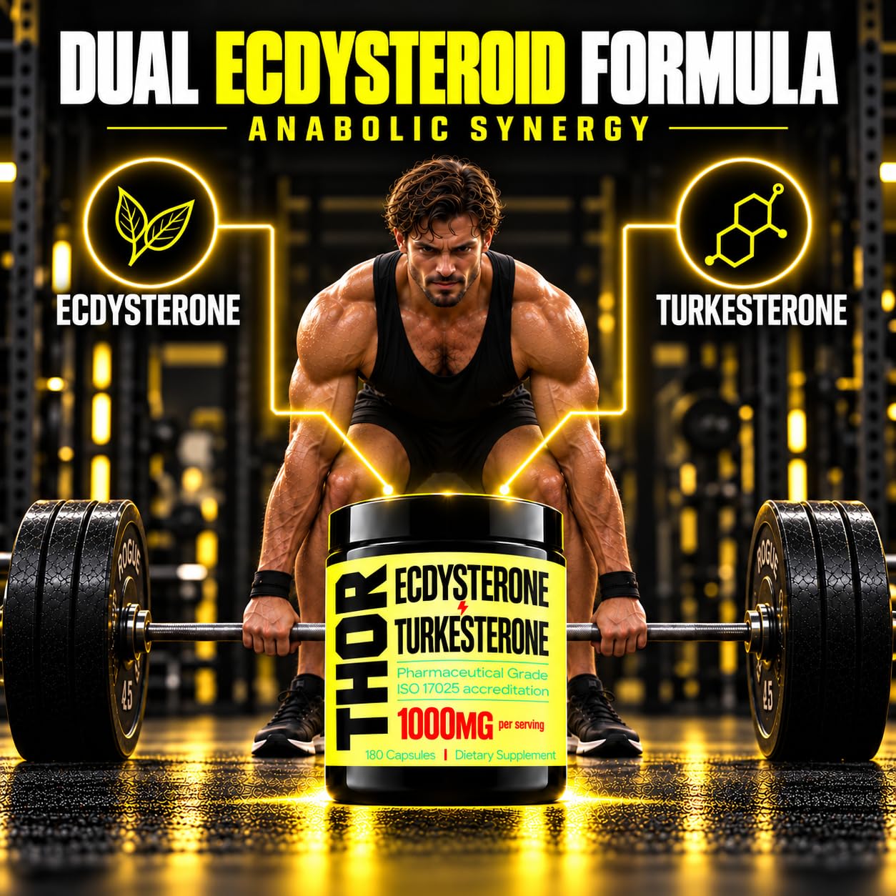 Turkesterone + Ecdysterone | Anabolic Supplement (3 Months - 180 Caps) Olympic Grade Testing - ISO 17025 Certification |1000mg - 98%-95% Purity with Lab Synthesized Cyclodextrin | Beta Ecdisterona — Amazon image 2