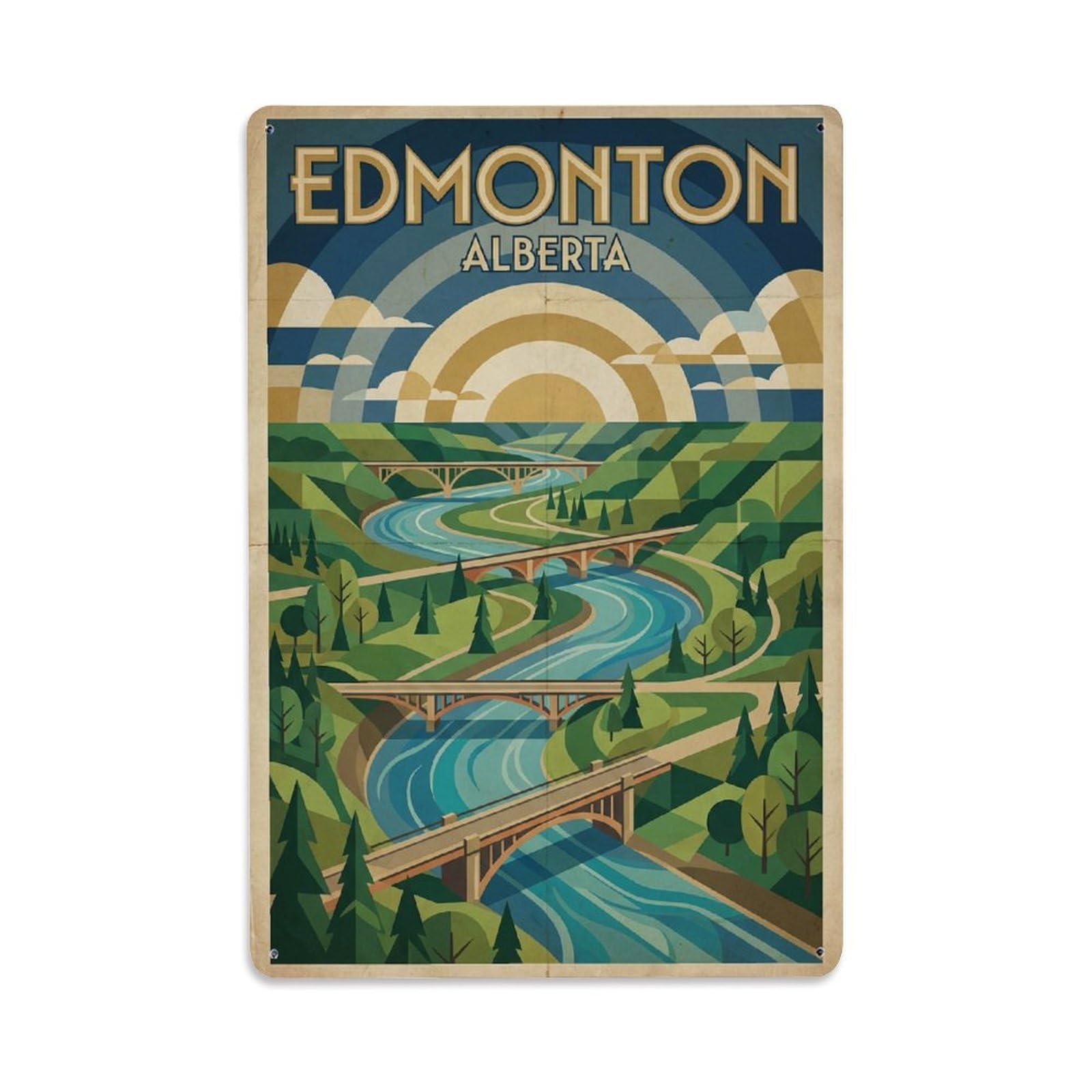 Xanthor Style Retro Travel Canada Edmonton Metal Tin Sign