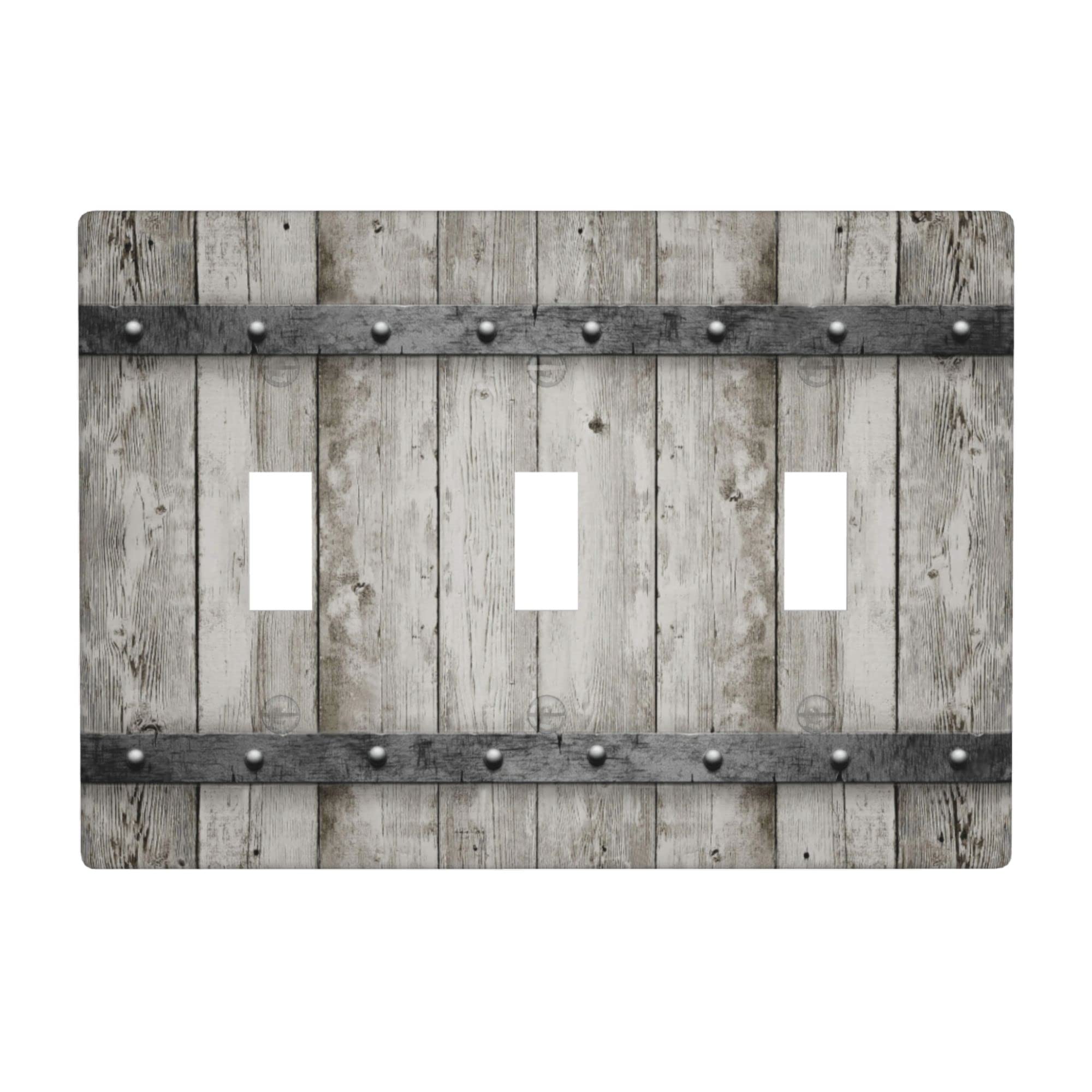 Rustic Barn Door Light Switch Cover Triple Toggle Wall Plate 3 Gang