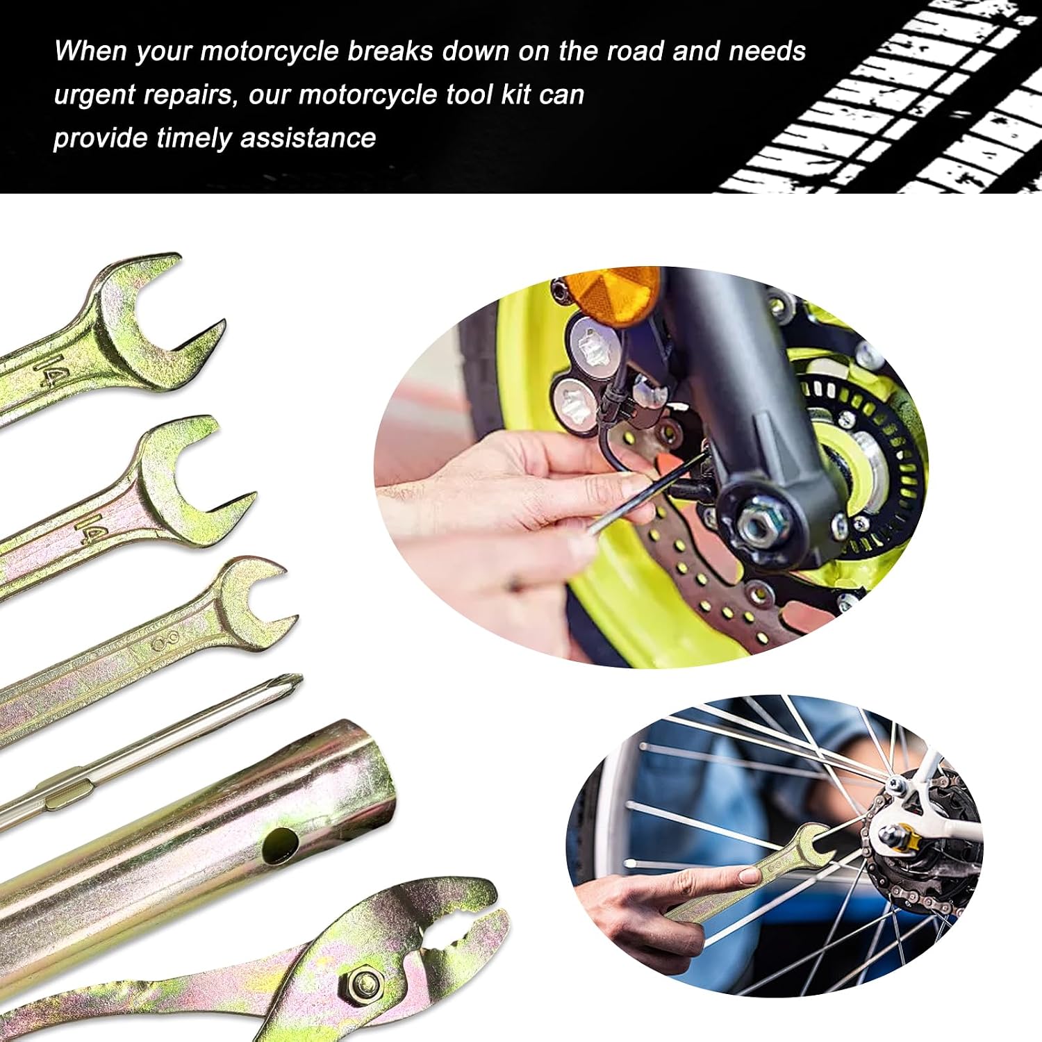 7 PCS Motorcycle Repair Tool Kit, Motorcycle Fixing Tool Set with Spanner, Screwdriver, Pliers & Spark Plug Socket, Universal Professional Maintenance Tools for Motorbike ATV UTV image 4