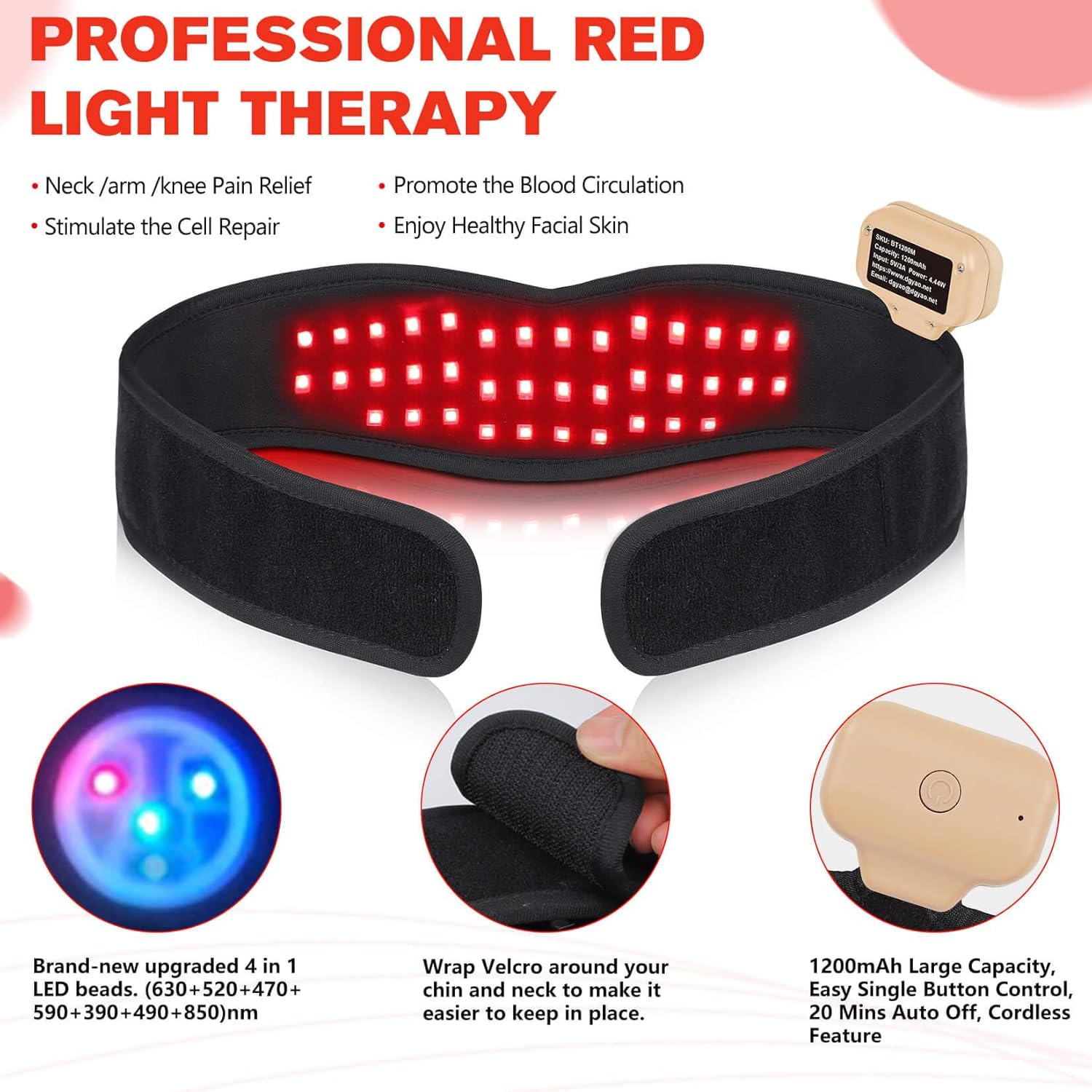 DGYAO Cordless Red Light Therapy device showing its portable design