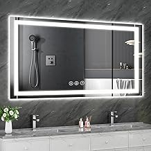 Koonmi 30x60 LED Bathroom Mirror, Backlit + Front Lit, LED Bathroom Mirror with Lights for Wall, 3 Colors, Anti-Fog, Dimmable Brightness, Memory Function, Tempered Glass
