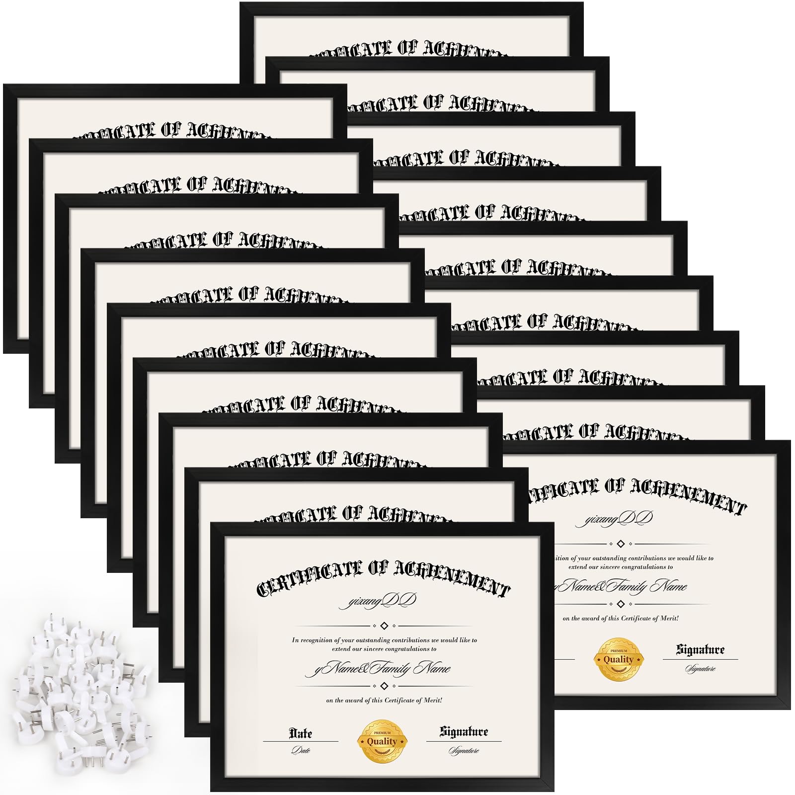 YixangDD18 PACK Certificate Frames 8.5 x 11,Black Diploma Frame Document Frame with Clear Plexiglass,Picture Frames for Tabletop and Wall Display