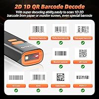 Vista 7 de Escáner de código de barras inalámbrico Mini Bluetooth 1D 2D QR Escáner de código de barras 3 en 1 Bluetooth y 2.4G y cable USB lector de código