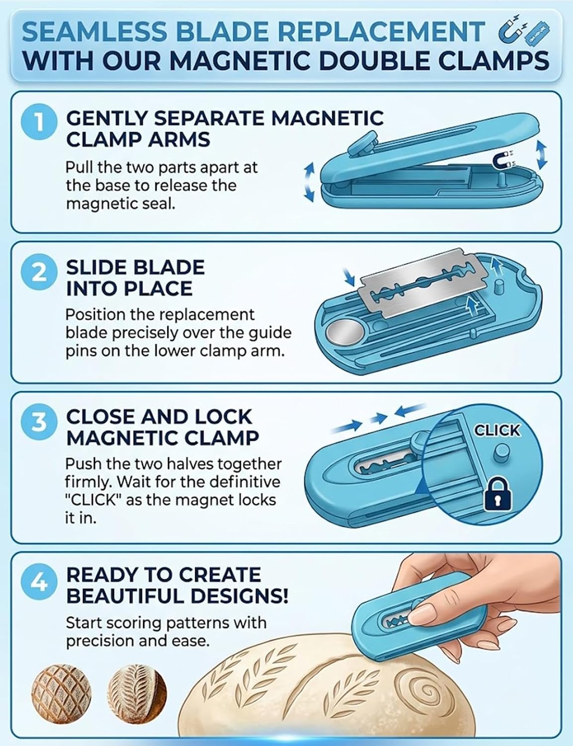 Extractable & Magnetic Bread Lame Sourdough Scoring Tool