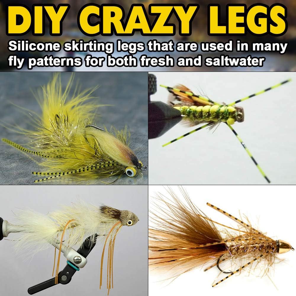 XFISHMAN Fly-Tying-Materials-Rubber-Legs-Silicone-Rubber-Skirt 12-24 Colors Fly Tying Supplies (Grizzly Micro Legs 12 Colors kit) : Sports & Outdoors