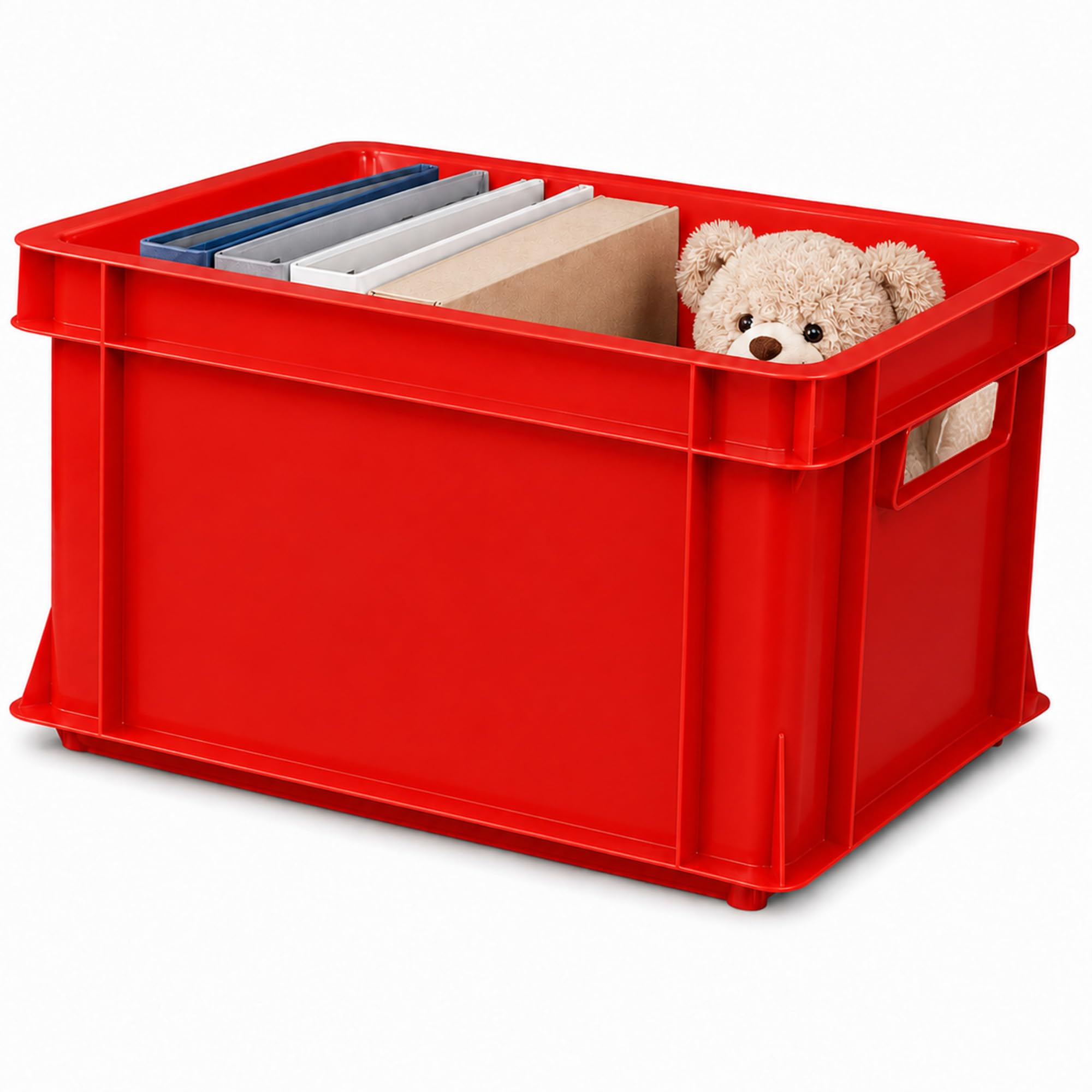 ARTECSIS® 3 x Kunststoffkiste 29L (stapelbar) rot - Transport & Lagerbox (41x34x24cm) - Aufbewahrungsbox & Lagerkiste aus stabilem Kunststoff - Ordnungsbox & Transportkiste Garten & Werkstatt