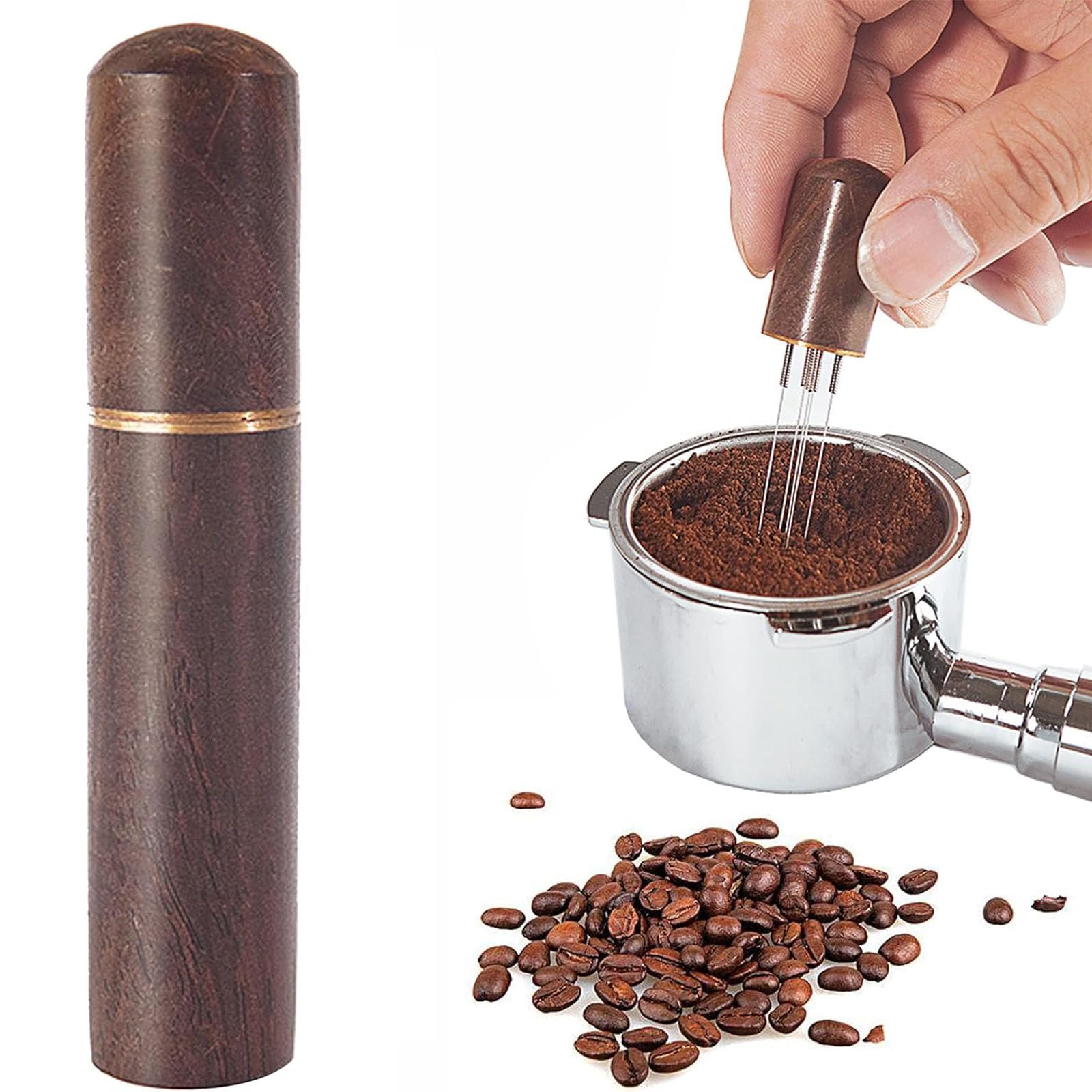 3 PCS Coffee Distributor, Coffee Distribution Tool Espresso Coffee Stirrer with Coffee Needle Distributor Solve Coffee Clumping (1 6-Needle Tool 2 Black Brushes)