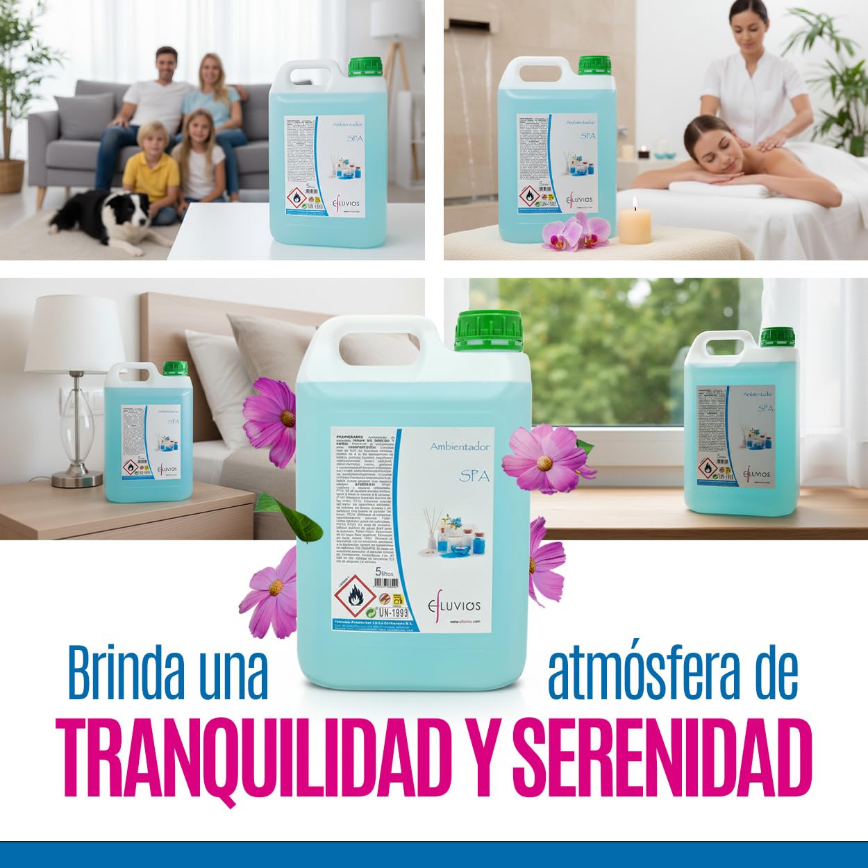 Ambientador | Aroma Spa Eliminador de Olores 5L | Pack de 3 | Concentrado Alto Rendimiento · Recarga para Dispensadores · Ideal Hoteles, Hostelería, Oficinas y Uso Profesional