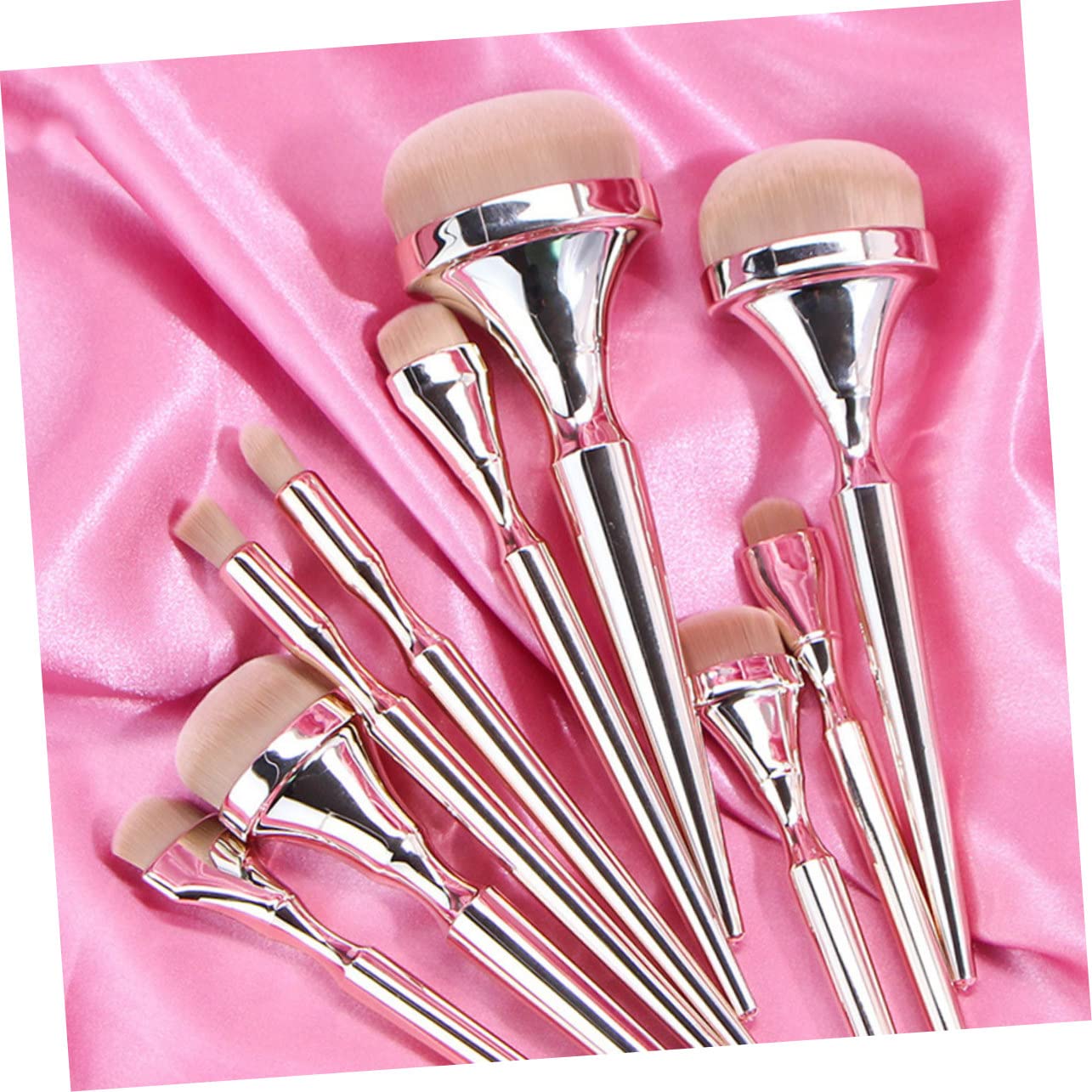 Set di Pennelli Trucco 9 Pezzi Manico Dorato Elettroplaccato | Set Beauty Professionale, Fibre Artificiali e Abs, Adatto per Regalo San Valentino, Festa della Mamma e Natale