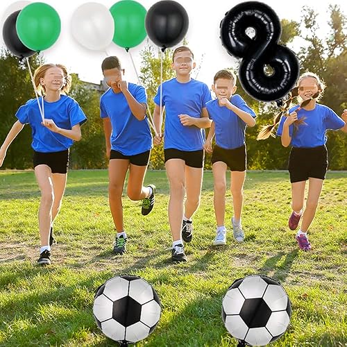Miniatura 3 de Juego de globos de fútbol para decoración de cumpleaños número 11, globos temáticos de fútbol de 14 piezas, globos de papel de aluminio con número