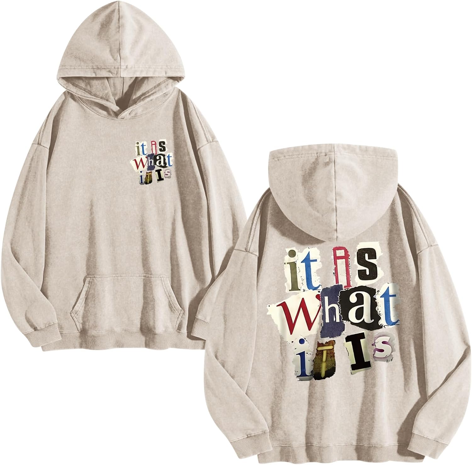 Graphic Hoodies for Men Vintage Hoodie Funny Oversize It Is What It Is Streetwear Hooded Sweatshirt Pullover Tops