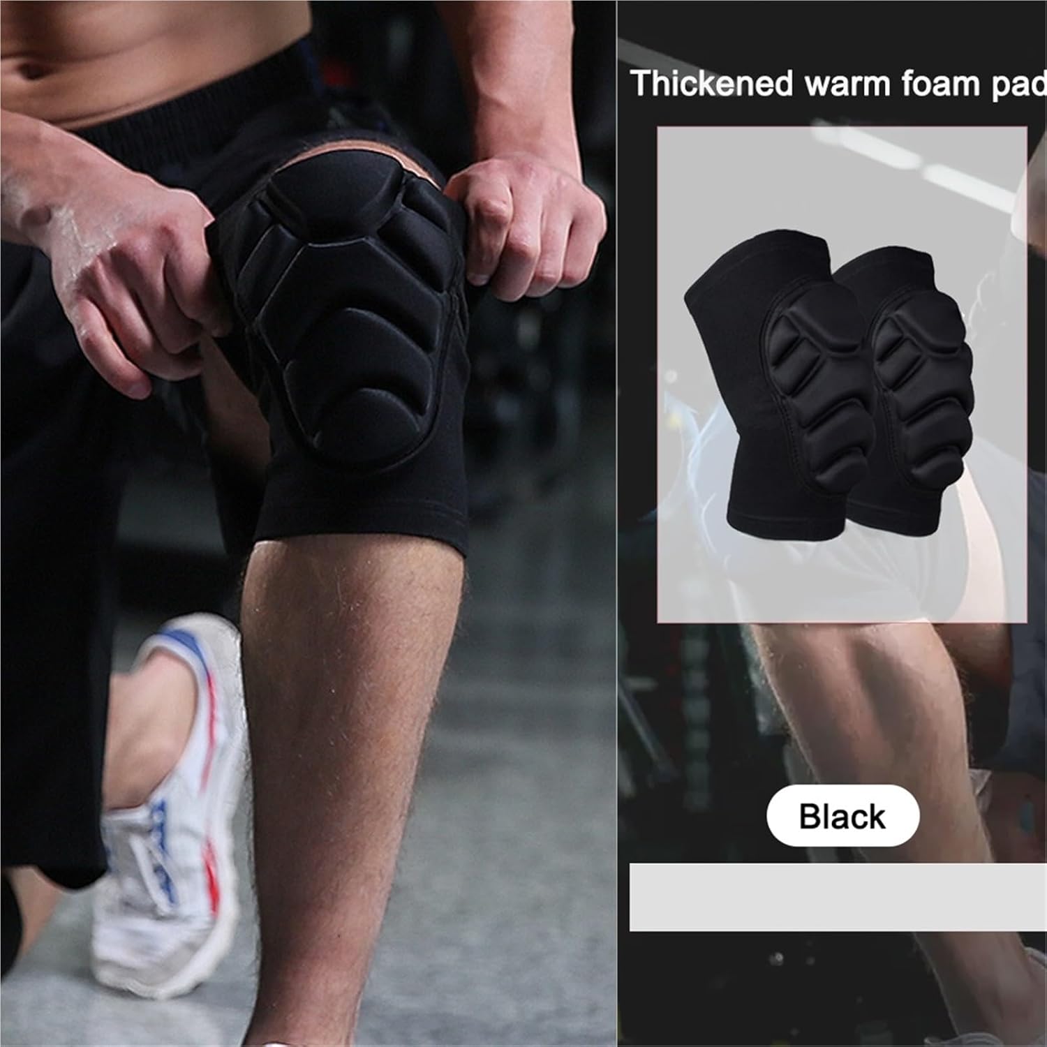 1 Pair Unisex Knee Pads Thickened Sponge Sports Kneepad for Fitness Basketball Volleyball Leg Brace Protector for Volleyball Football Dance Yoga Tennis Running