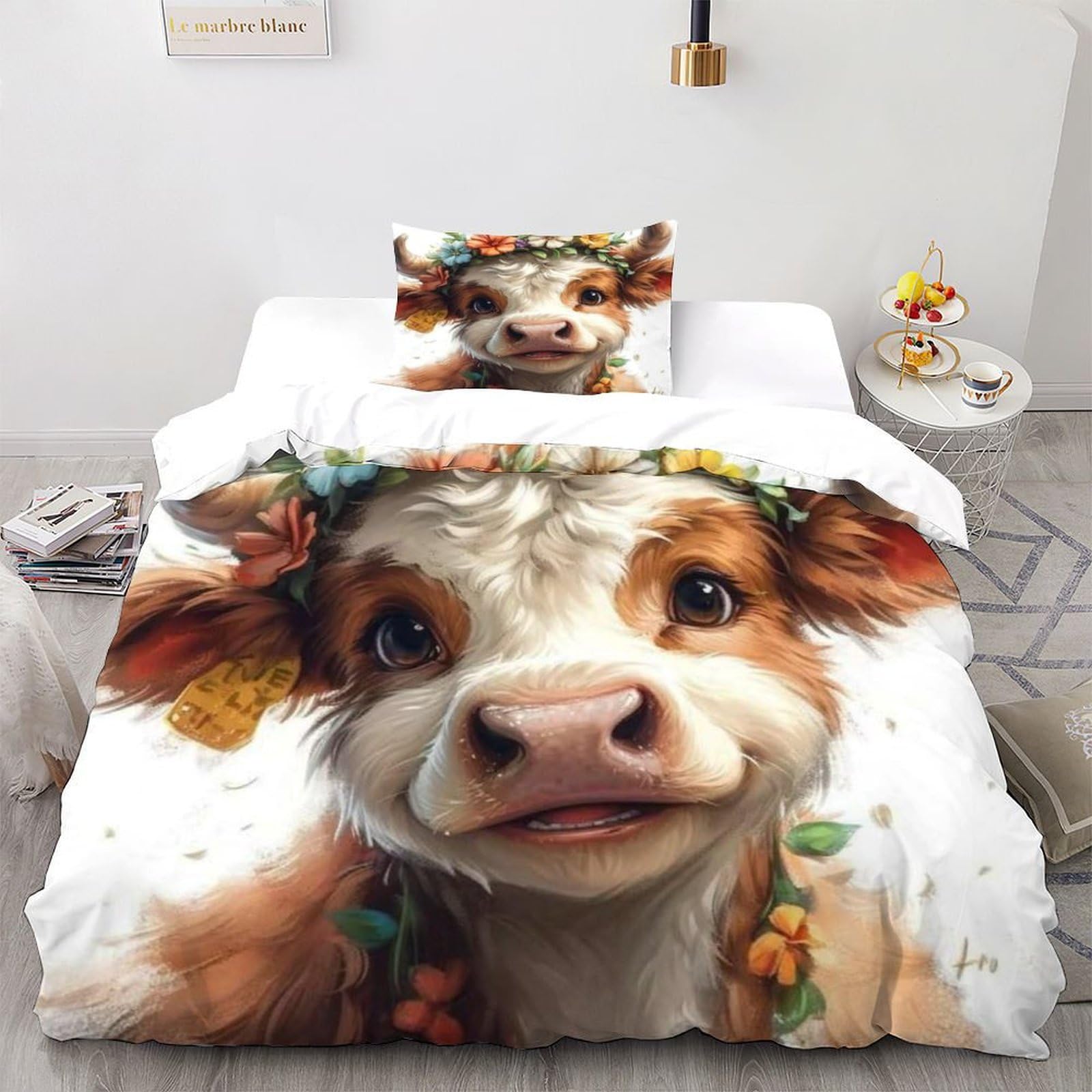 Housse de couette 2 pièces animal theme lit adulte et enfant 135x200cm