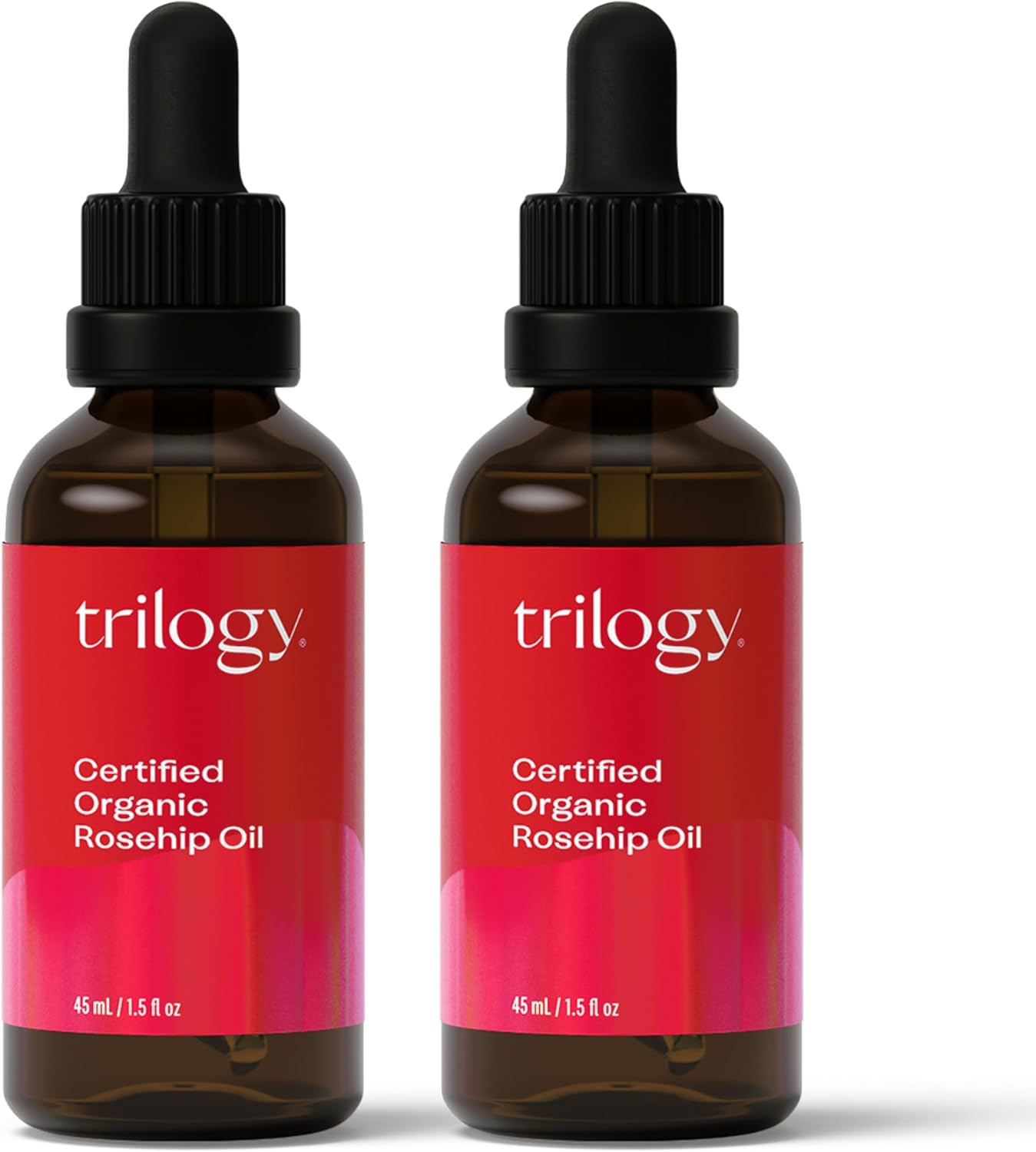 Trilogy Certified Organic Rosehip Oil Duo, Intensive Nourishment, Improves Appearance of Scars, Stretch Marks, Fine Lines, & Wrinkles, 1.5 fl oz Each