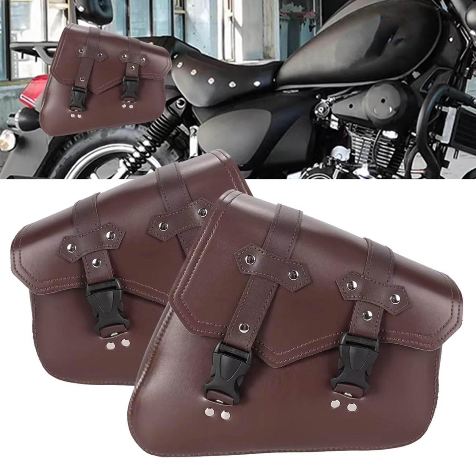 Borse Da Sella Universali Moto Borsa Attrezzi In PU Con Portabottiglie Bagagli Parti Stoccaggio Impermeabili Accessori Ricambio Sacche Moto