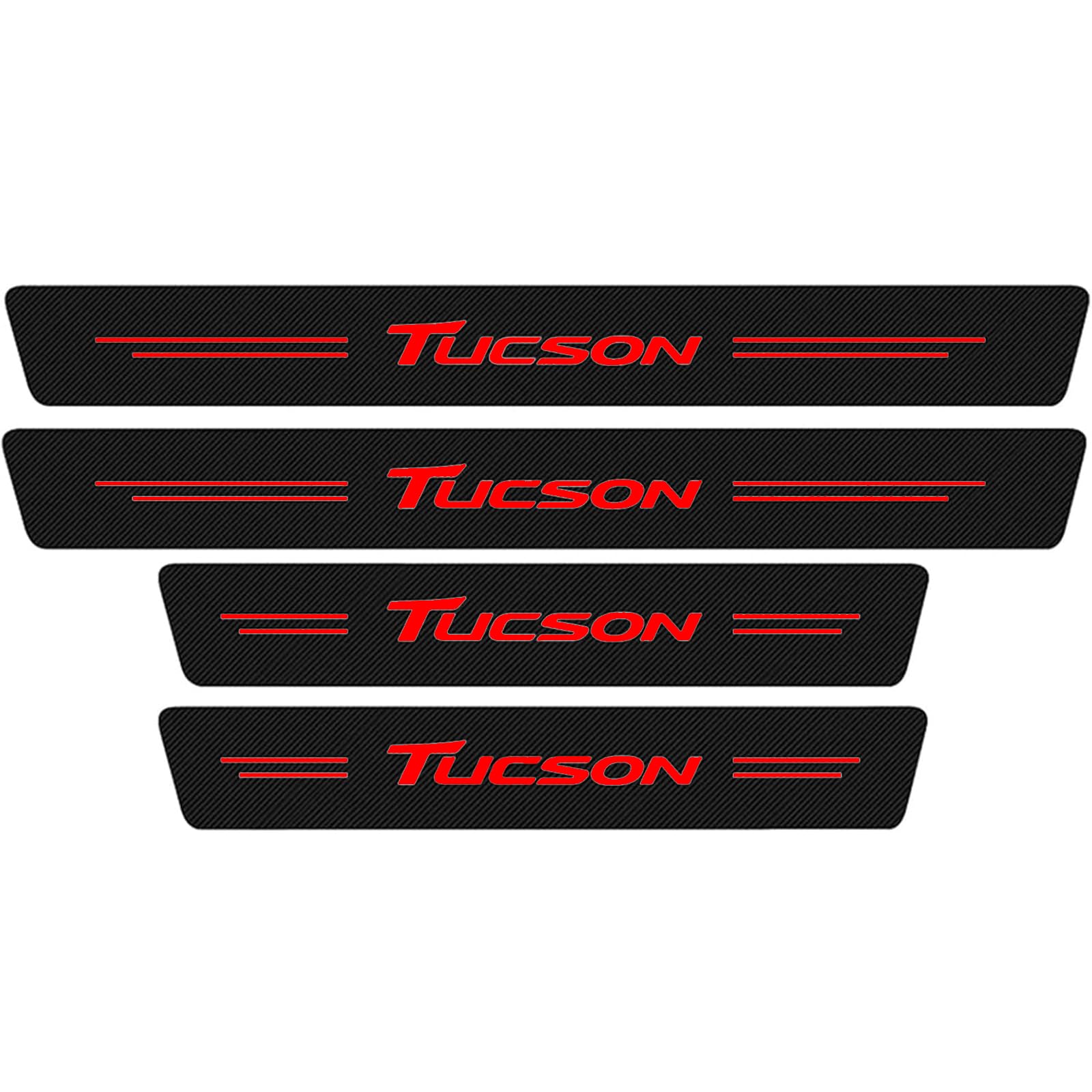 KAFMZEP Car Door Sill Protector for Hyundai Tucson JM TL NX4 4PCS Car Door Sill Scuff Plate Carbon Fiber Stickers Accessories,Red