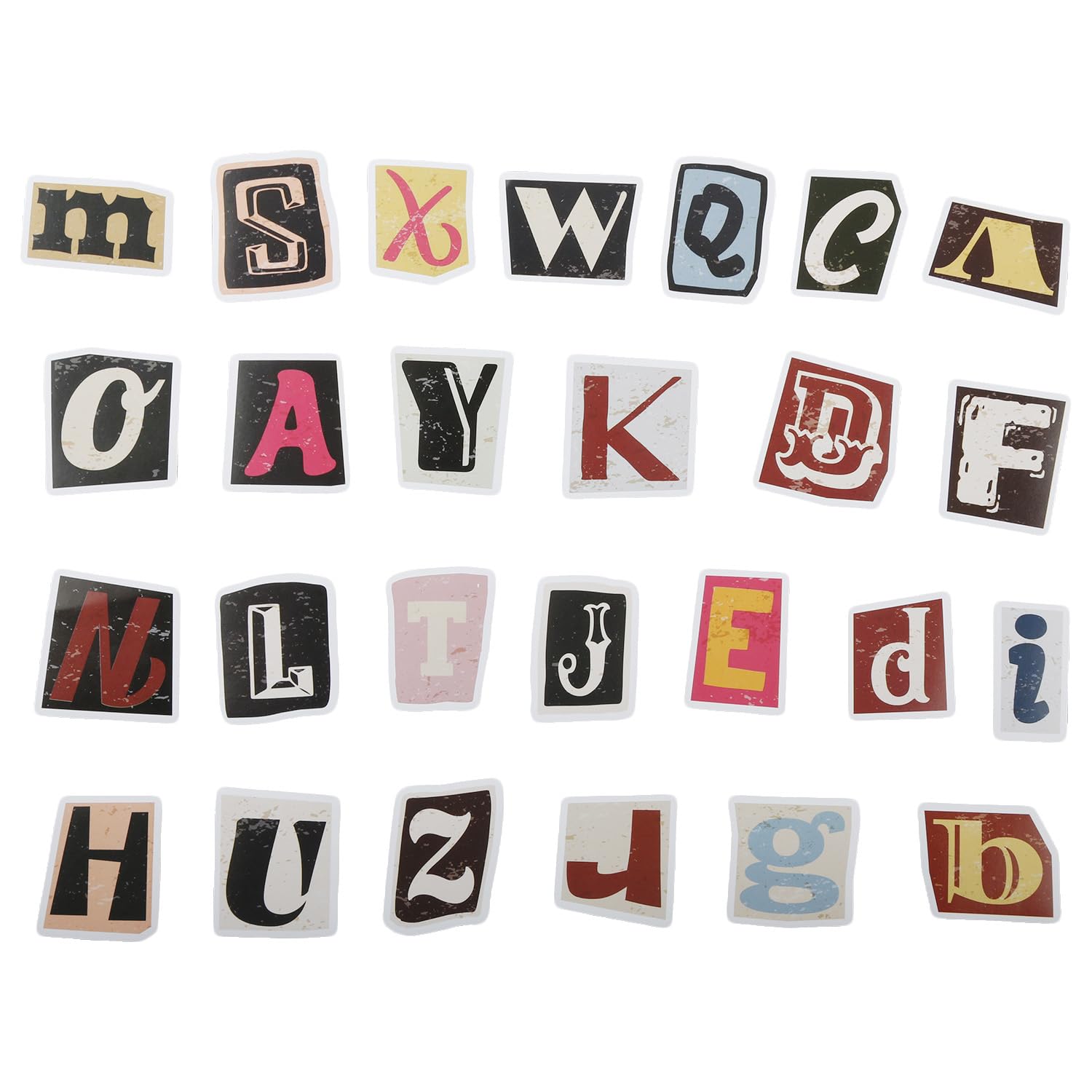 Wellrun Multi 104Pcs Vintage Letter Stickers,Self-Adhesive Waterproof Vinyl Alphabet Stickers For Diy Scrapbooking,Journaling,Aesthetic Laptop Decoraton