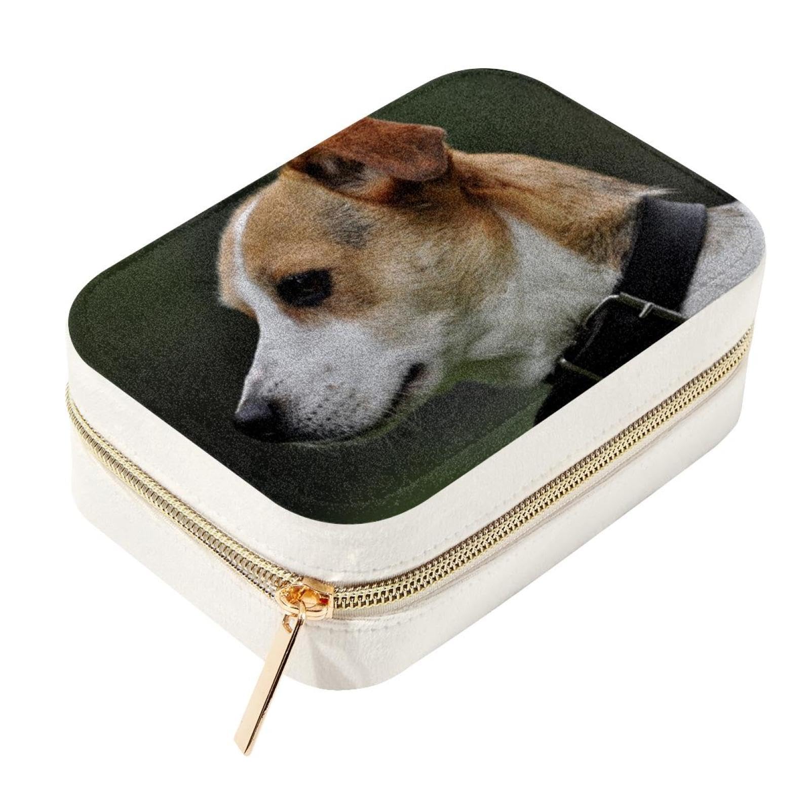 Boîte à bijoux de voyage velours motif chien, cadeau idéal pour femme