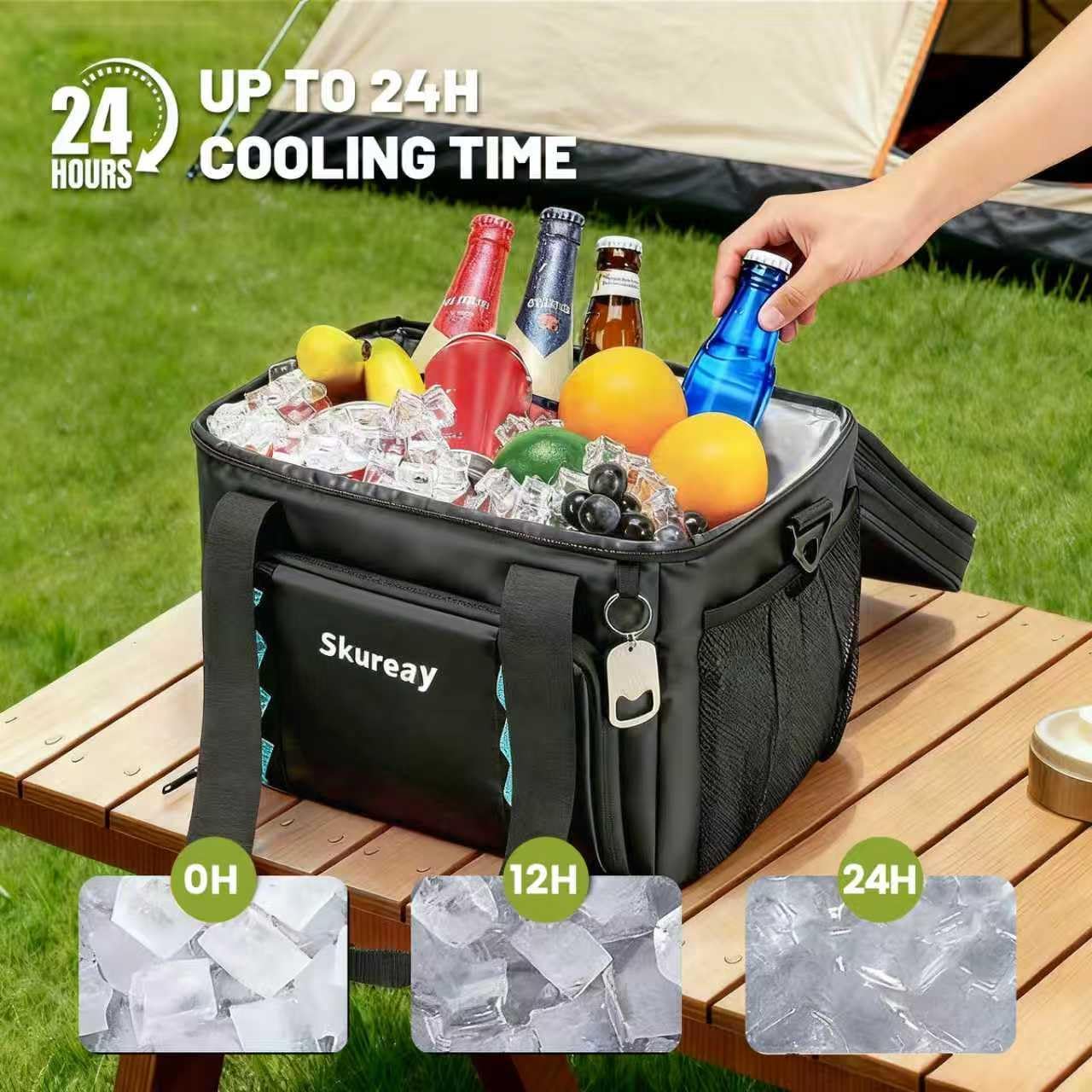 Expandable Soft Cooler Bag, Double Deck Lunch Bag for Women/Man, 40 Cans, Leakproof Cooler Portable for Beach, Camping, Kayaking, Road Trips, Travel, Work - Image 3