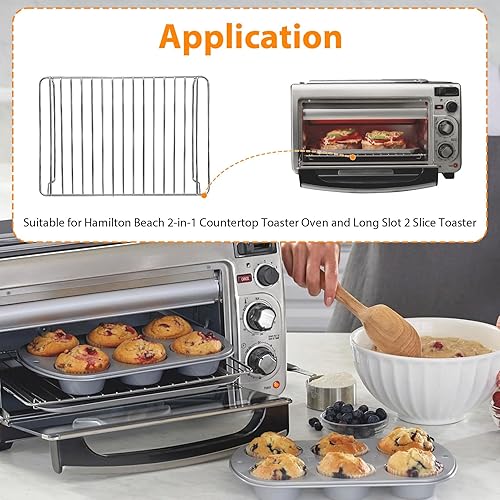 Miniatura 3 de Estante de alambre para horno tostador de encimera para Hamilton Beach, 12.6 x 9 pulgadas, acero inoxidable de grado alimenticio, accesorios de