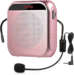 Amplificador de voz portátil com microfone com fio, fone de ouvido recarregável, sistema PA, microfone pessoal, amplificador de fala, amplificador de potência, alto-falante para professores