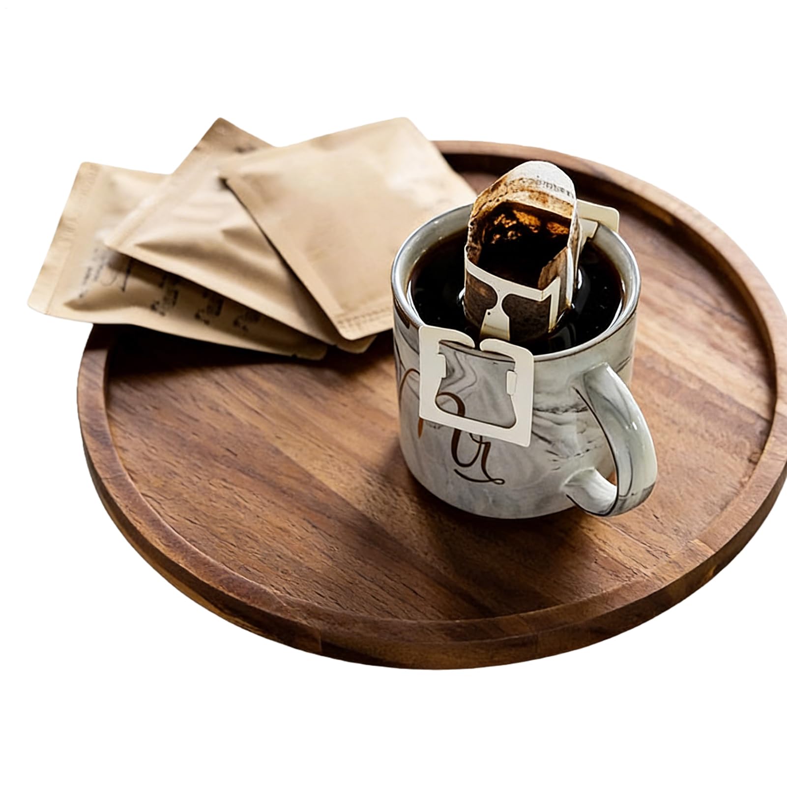 Plateaux décoratifs en bois avec sous-verres étanches anti-taches