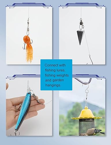 Miniatura 5 de Beoccudo Giratorios de pesca a presión, 210 piezas de barril giratorio con broches de presión, conectores giratorios de pesca de agua salada y agua