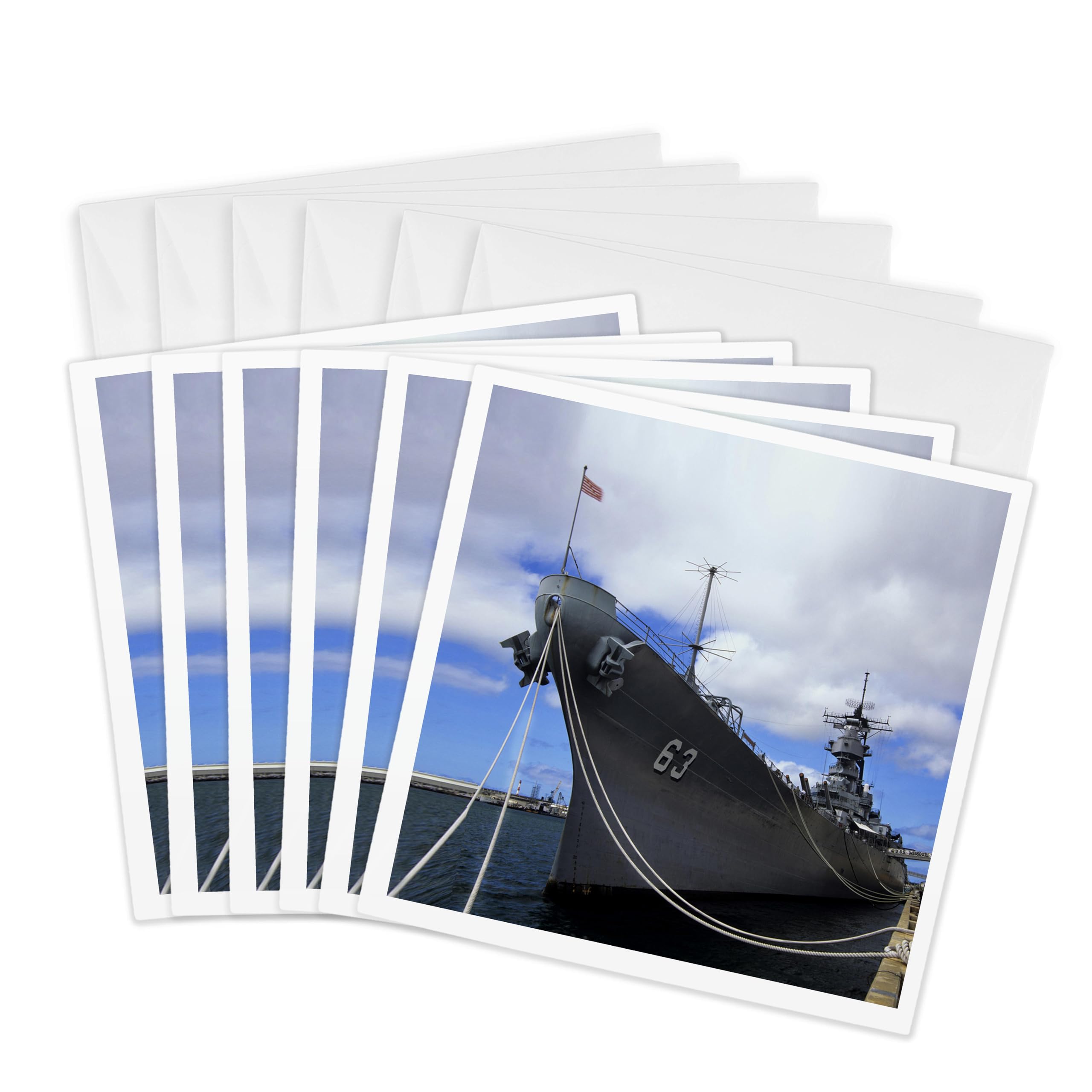 3dRose gc_89801_1 6 x 6-Inch "WWII USS Missouri, Pearl Harbor, Hawaii - Us12 Jgi0132 - Jerry Ginsberg" Greeting Card (Pack of 6)