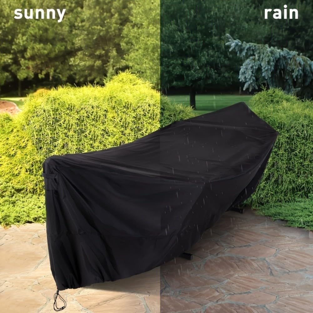 FUBESK Funda para silla colgante de tela Oxford para patio al aire libre, protector de muebles de jardín con protector contra la lluvia UV, para aspiradora de robot negro, 420 x 17 x 100 cm, piezas de