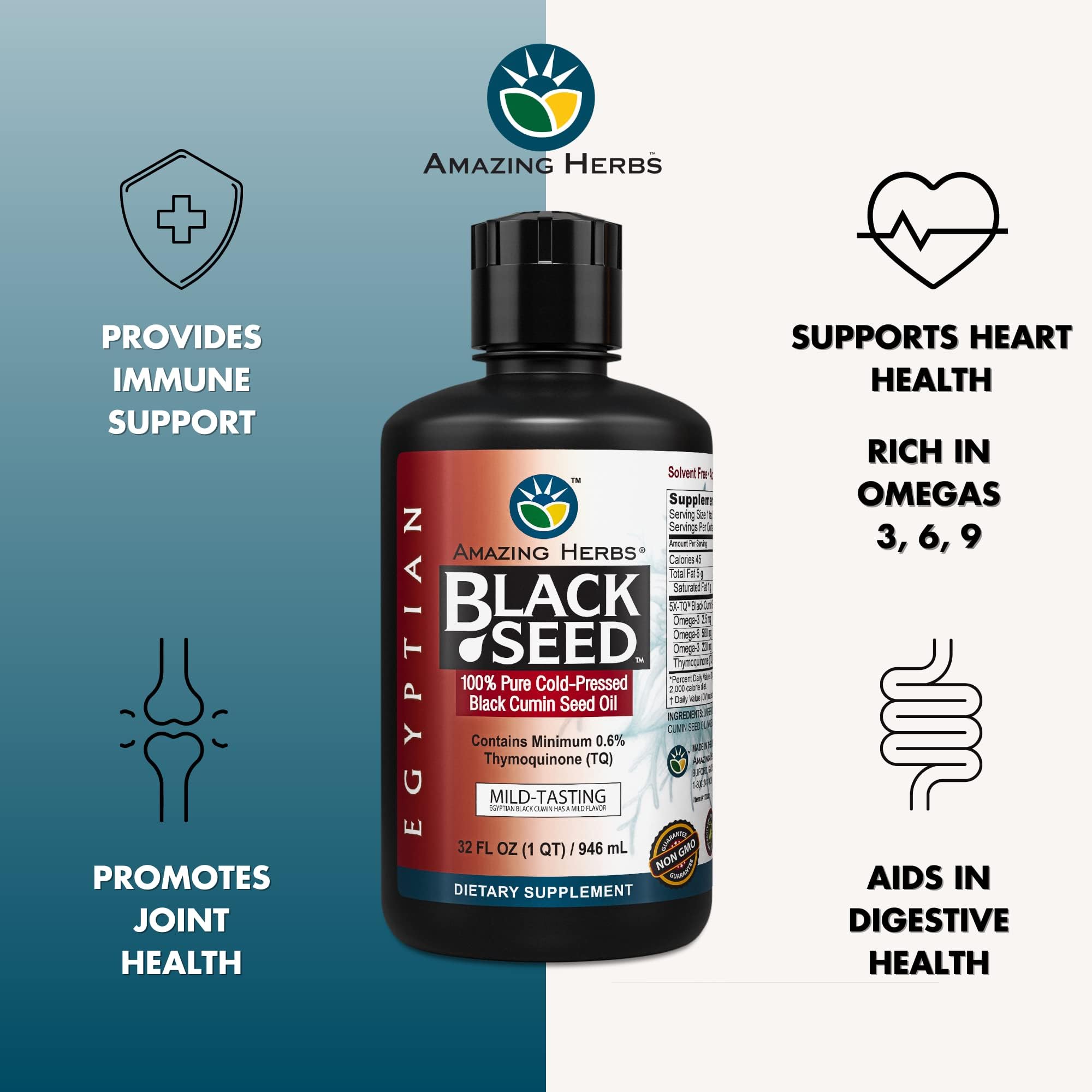 Amazing Herbs Premium Black Seed Oil Liquid - 32 Fl Oz Bottle — Amazon image 2