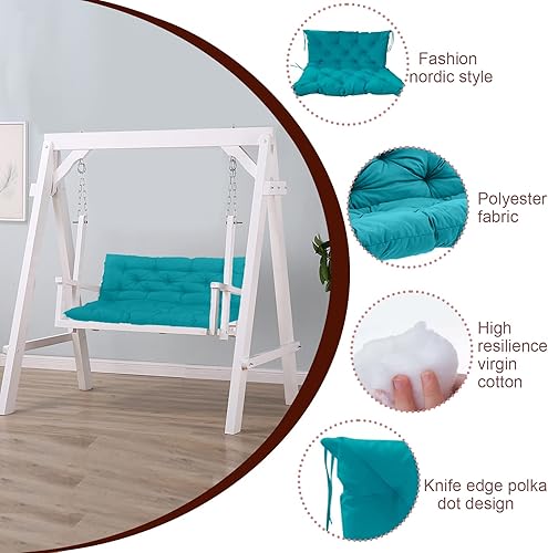 Miniatura 3 de Cojines de columpio para porche con respaldo, cojines de banco impermeables de 2 a 3 plazas, cojines gruesos de 4 pulgadas para columpios al aire