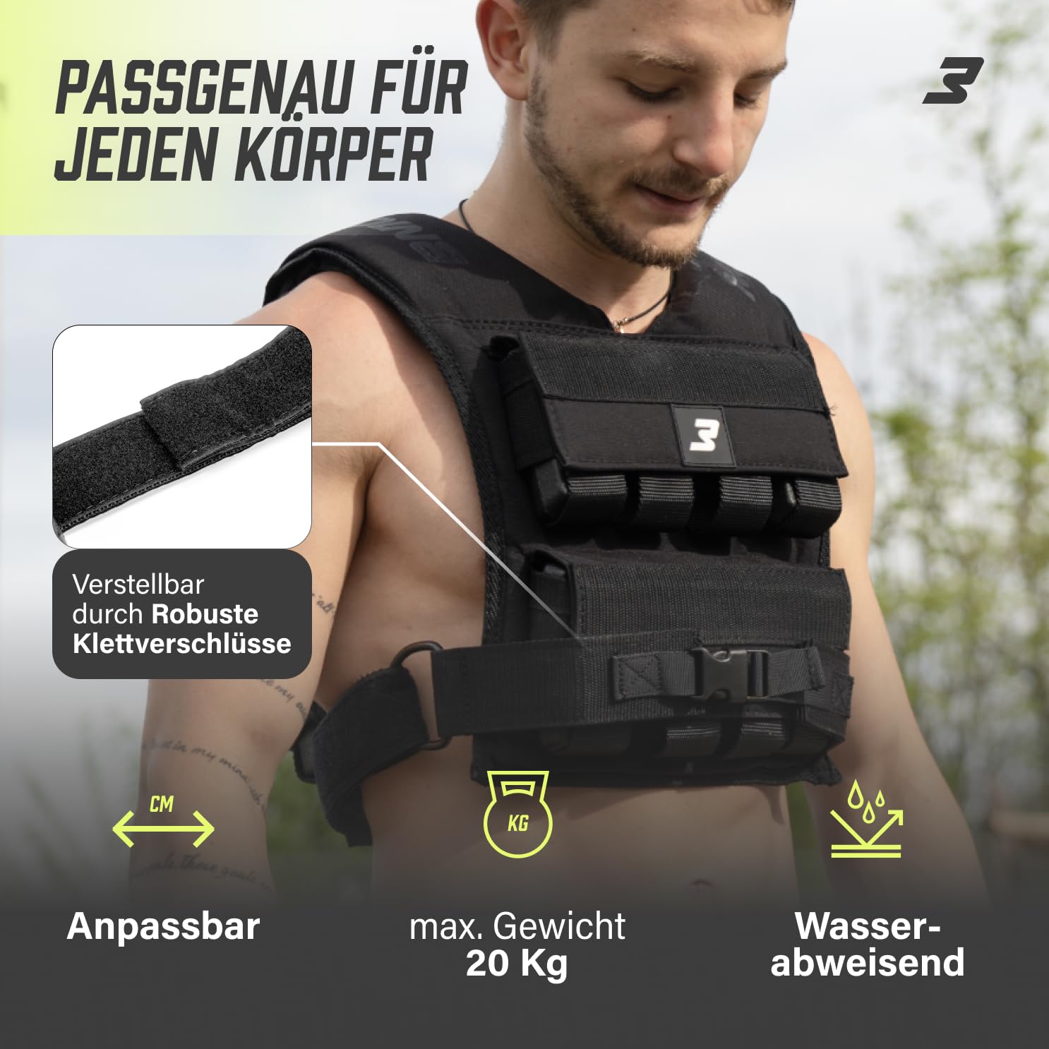 Müller und Blum Gewichtsweste 10 kg und 20 kg für Herren und Damen, Verstellbare Weight Vest aus 1000D Cordura, herausnehmbare Metallgewichte, Trainingsweste für Krafttraining, Calisthenics & CrossFit